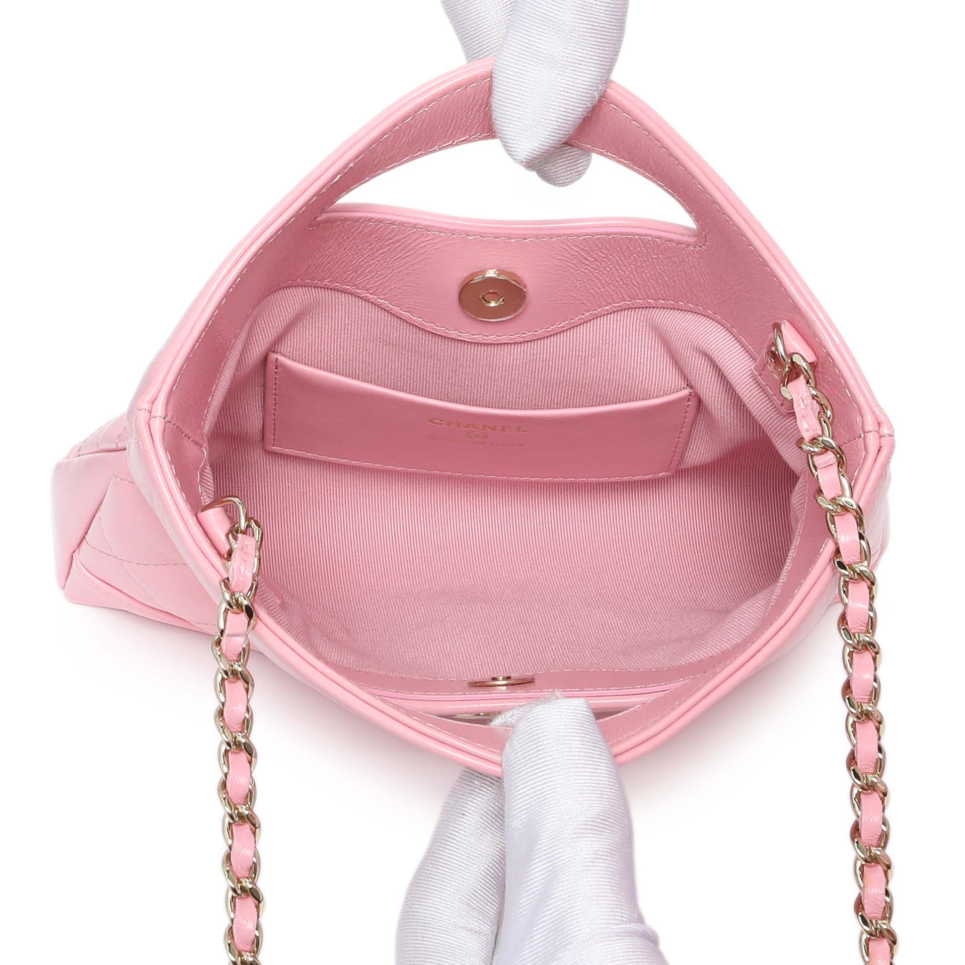 Chanel Pink Shiny Crumpled Calfskin Quilted Nano 31 Shopping Bag - Image 8