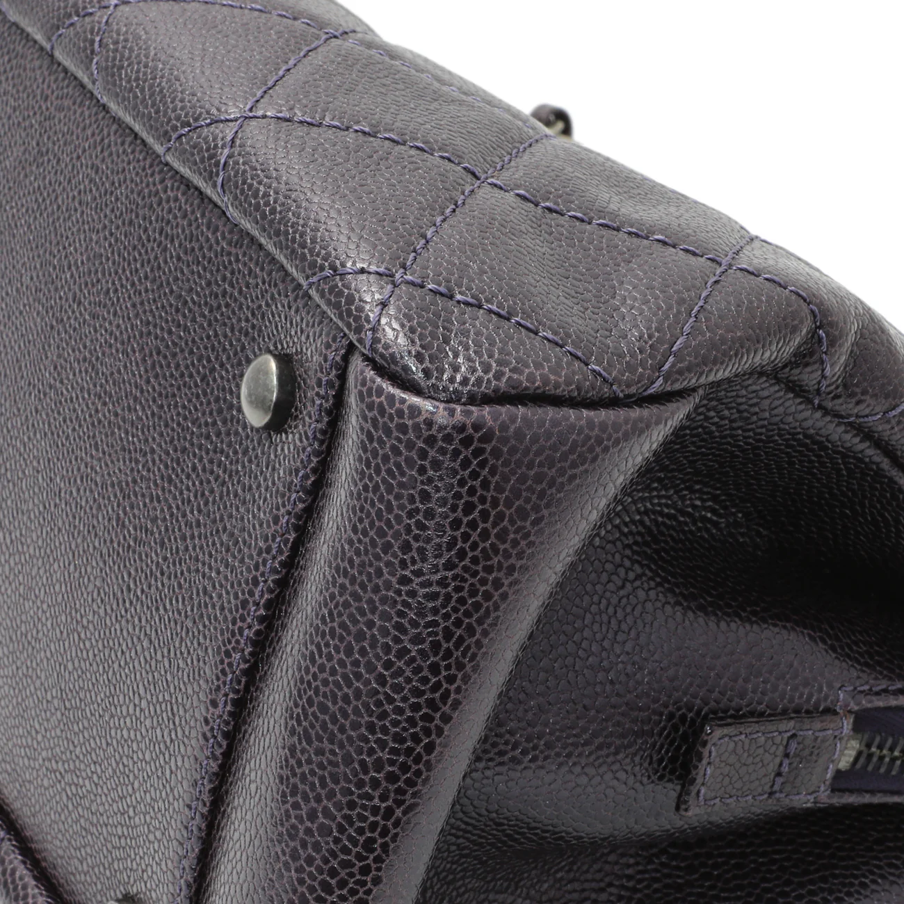 Chanel Purple Iridescent Caviar Quilted Chic Shopping Tote - Image 5