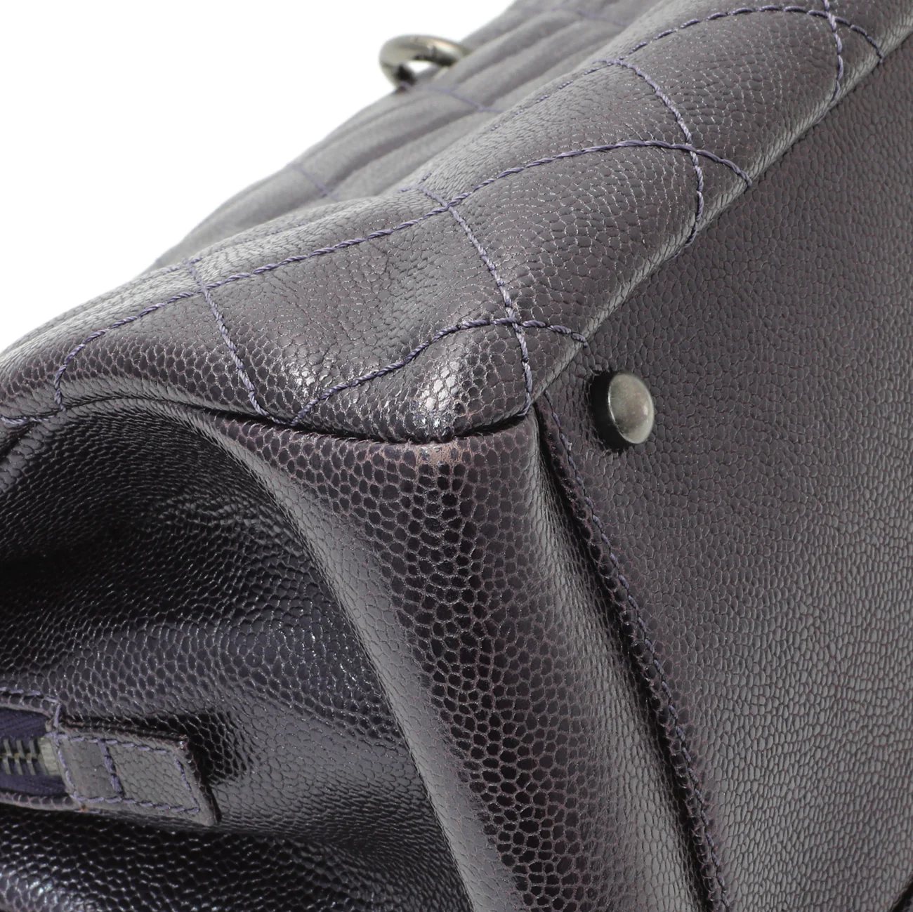 Chanel Purple Iridescent Caviar Quilted Chic Shopping Tote - Image 6