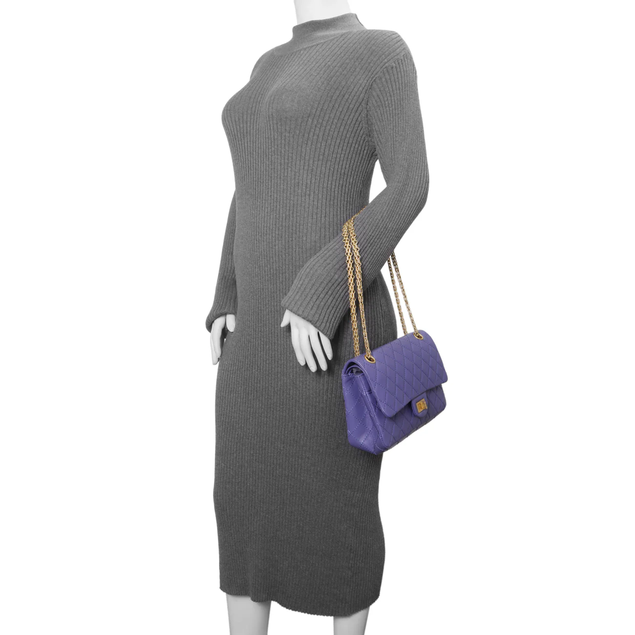 Chanel Purple Quilted Aged Calfskin 2.55 Reissue Double Flap 225 - Image 9