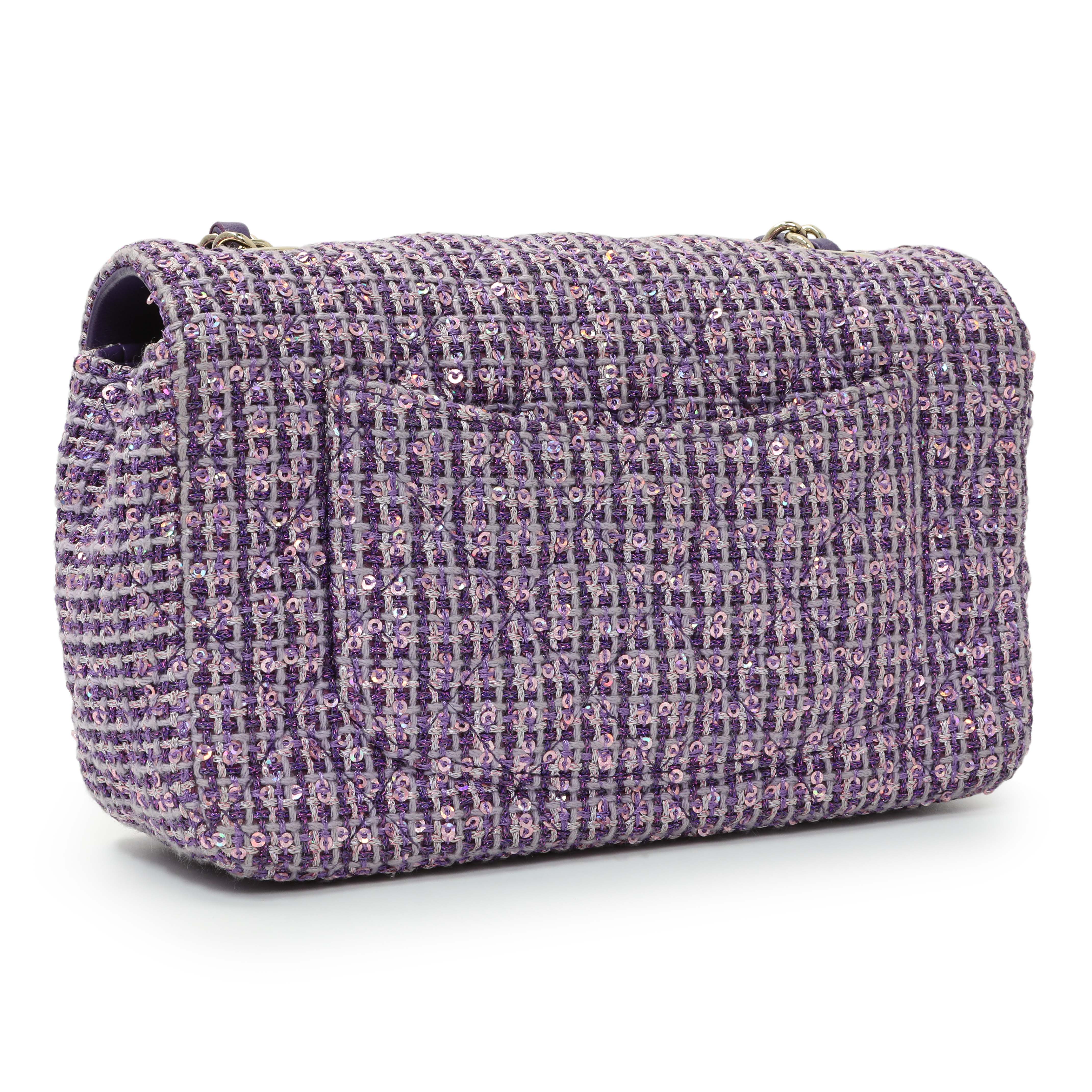 Chanel Purple Tweed Sequin Mini Rectangular Flap - Image 2