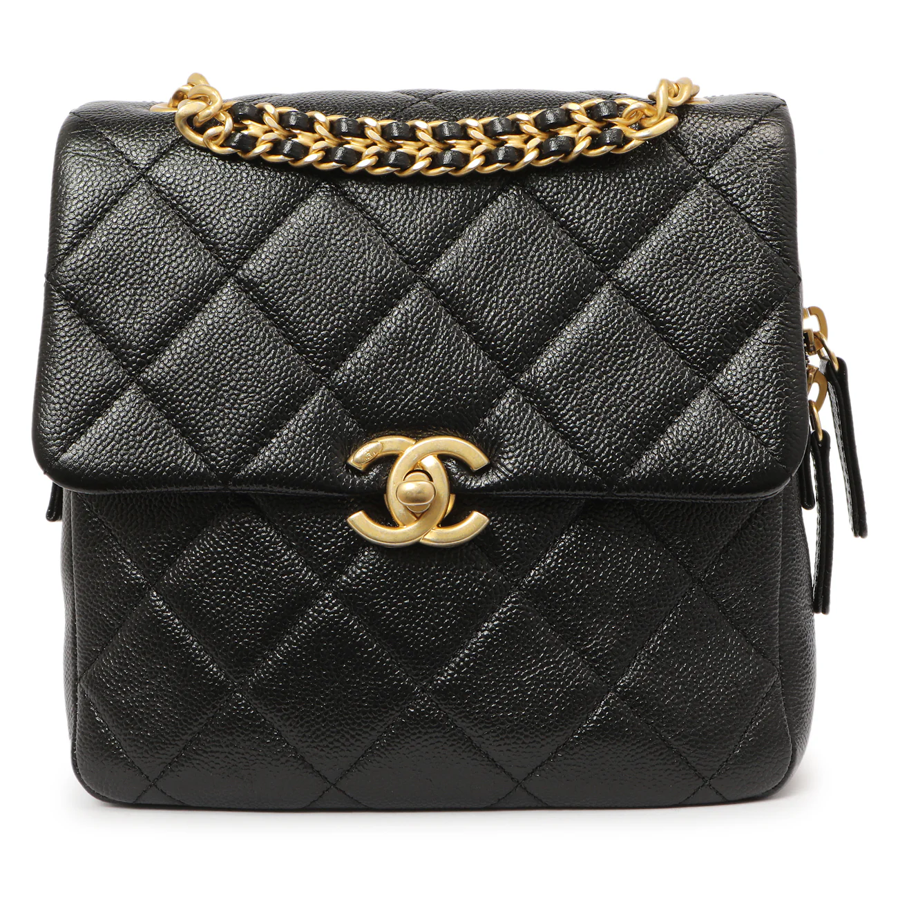 Chanel Quilted Black Caviar Chain Melody Backpack
