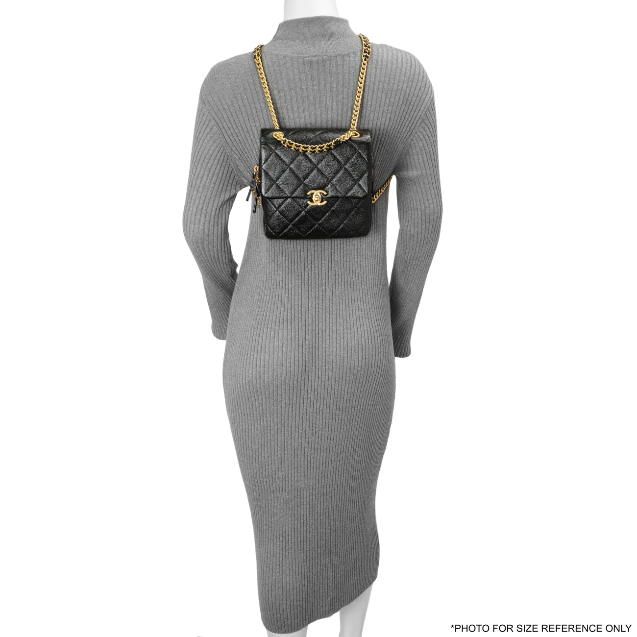 Chanel Quilted Black Caviar Chain Melody Backpack - Image 7