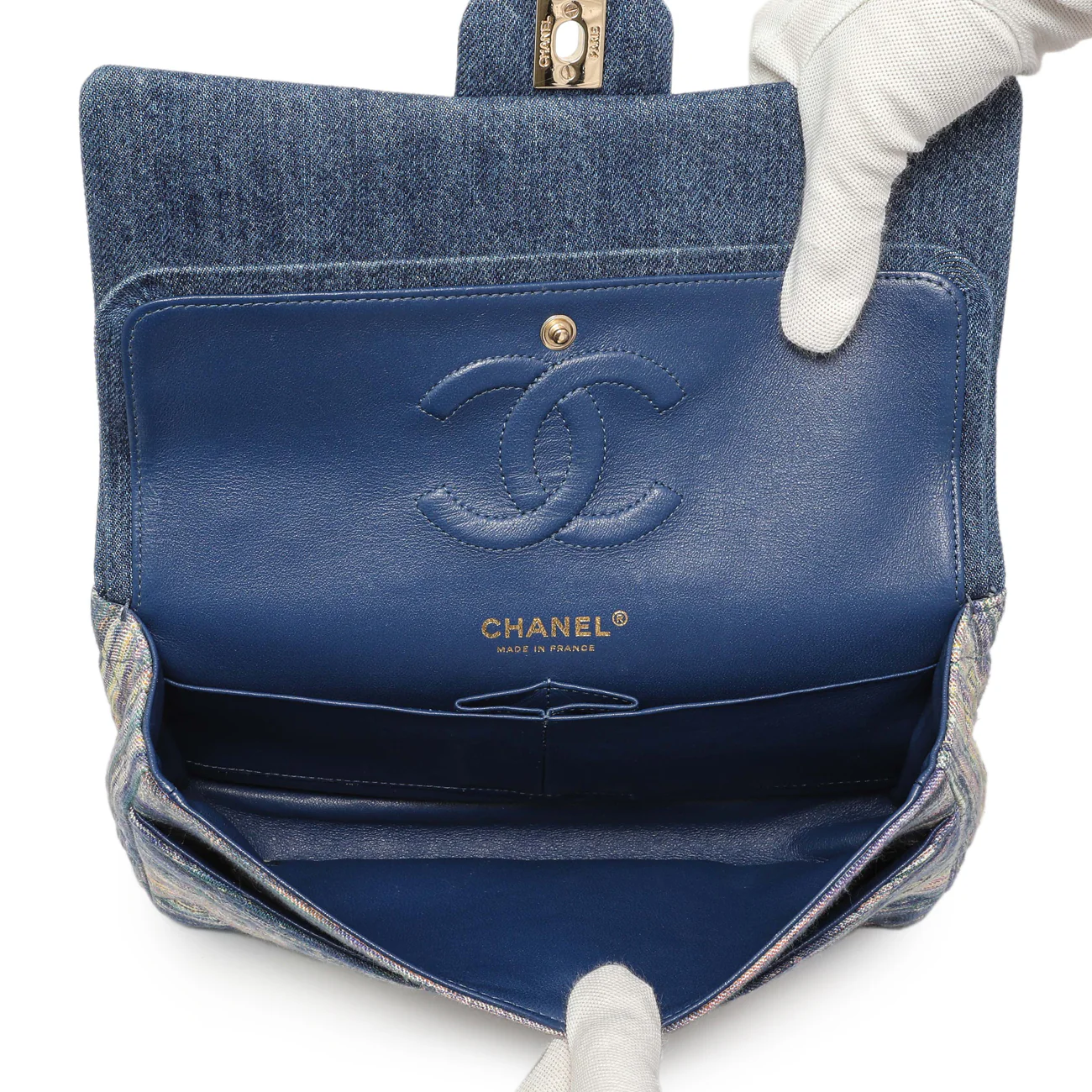 Chanel Quilted Denim Medium Classic Double Flap - Image 4