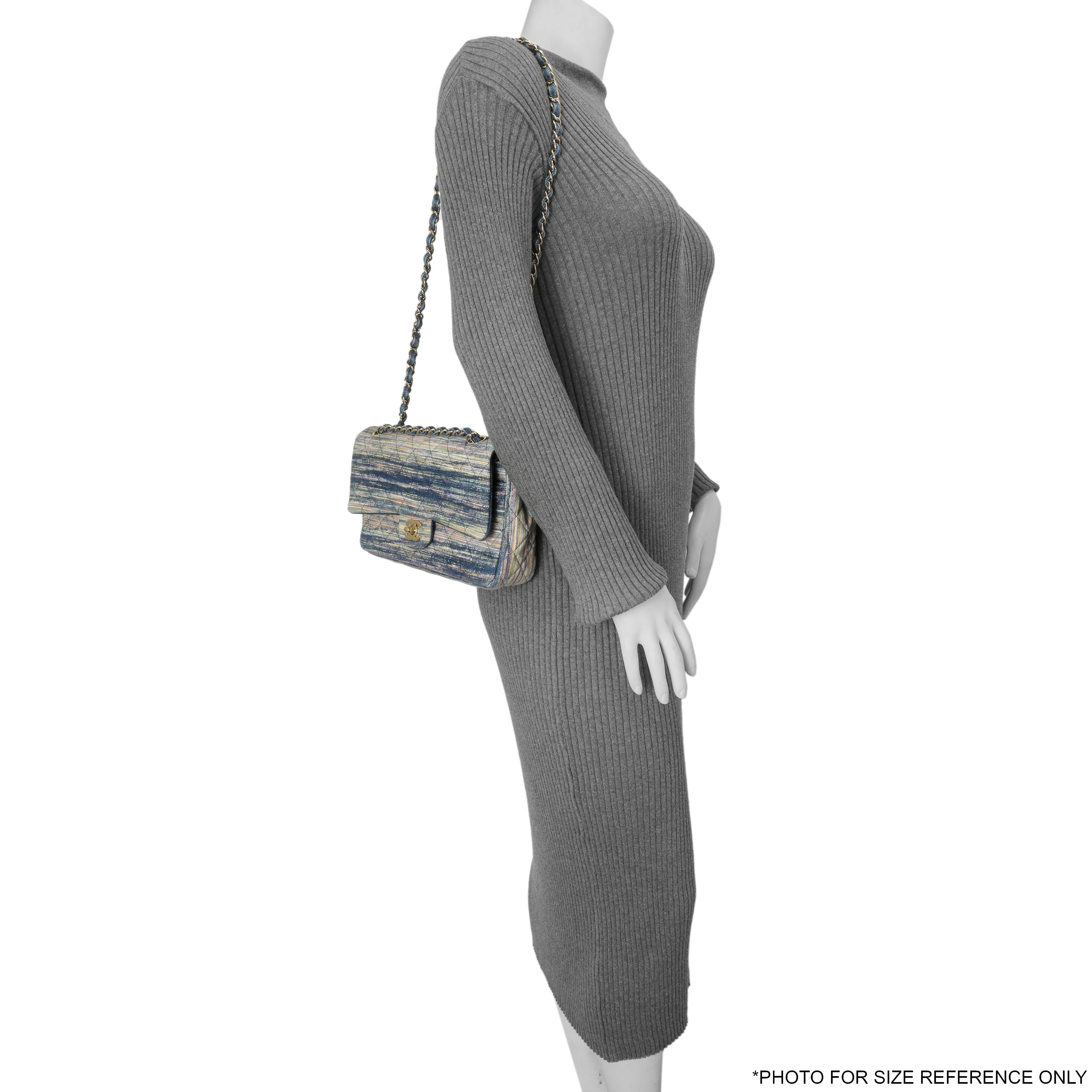 Chanel Quilted Denim Medium Classic Double Flap - Image 7