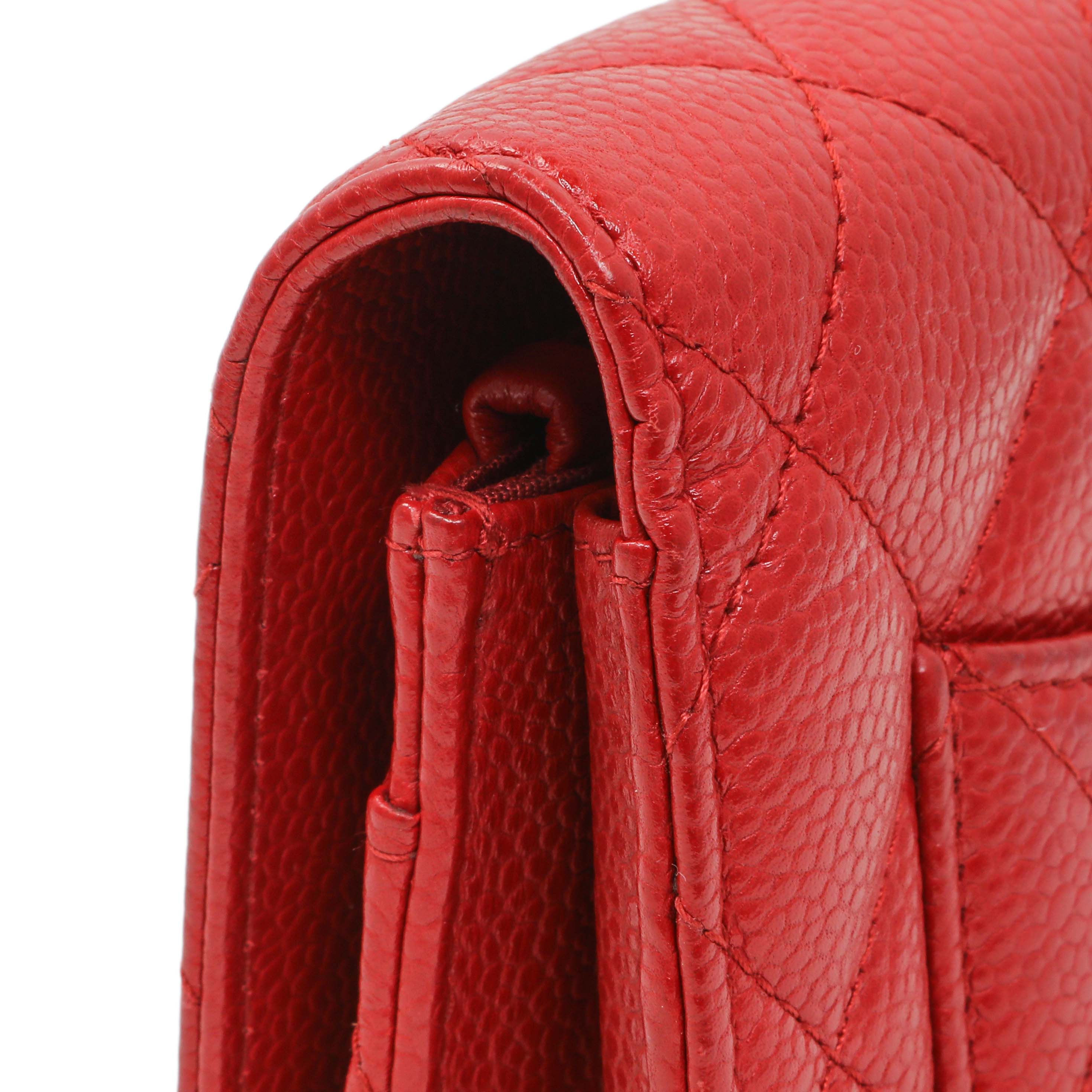 Chanel Red Caviar Classic Wallet On Chain - Image 10