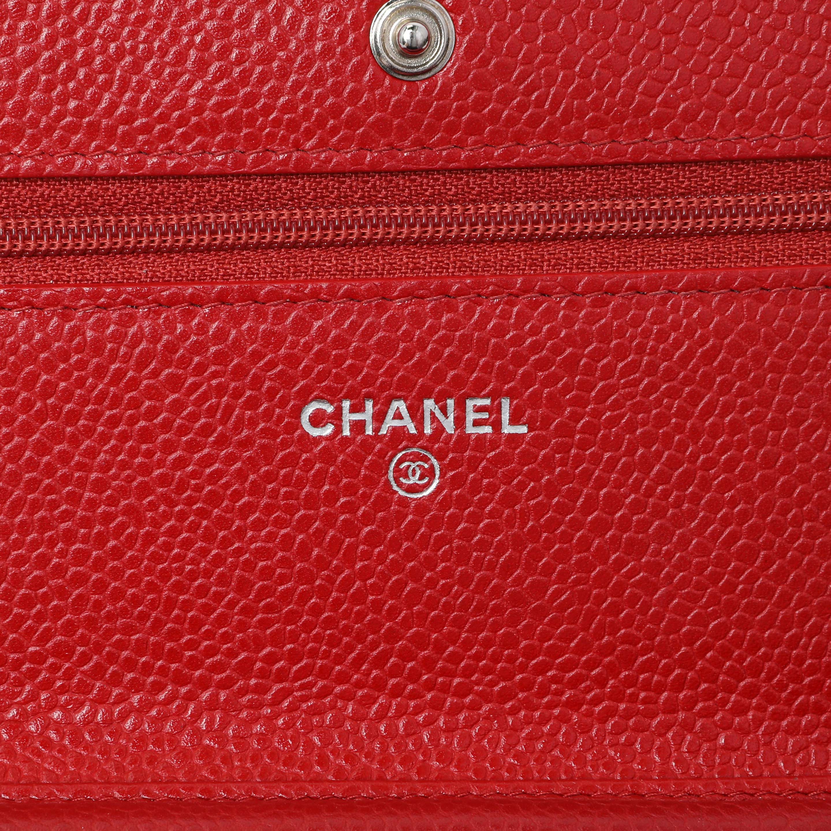 Chanel Red Caviar Classic Wallet On Chain - Image 13