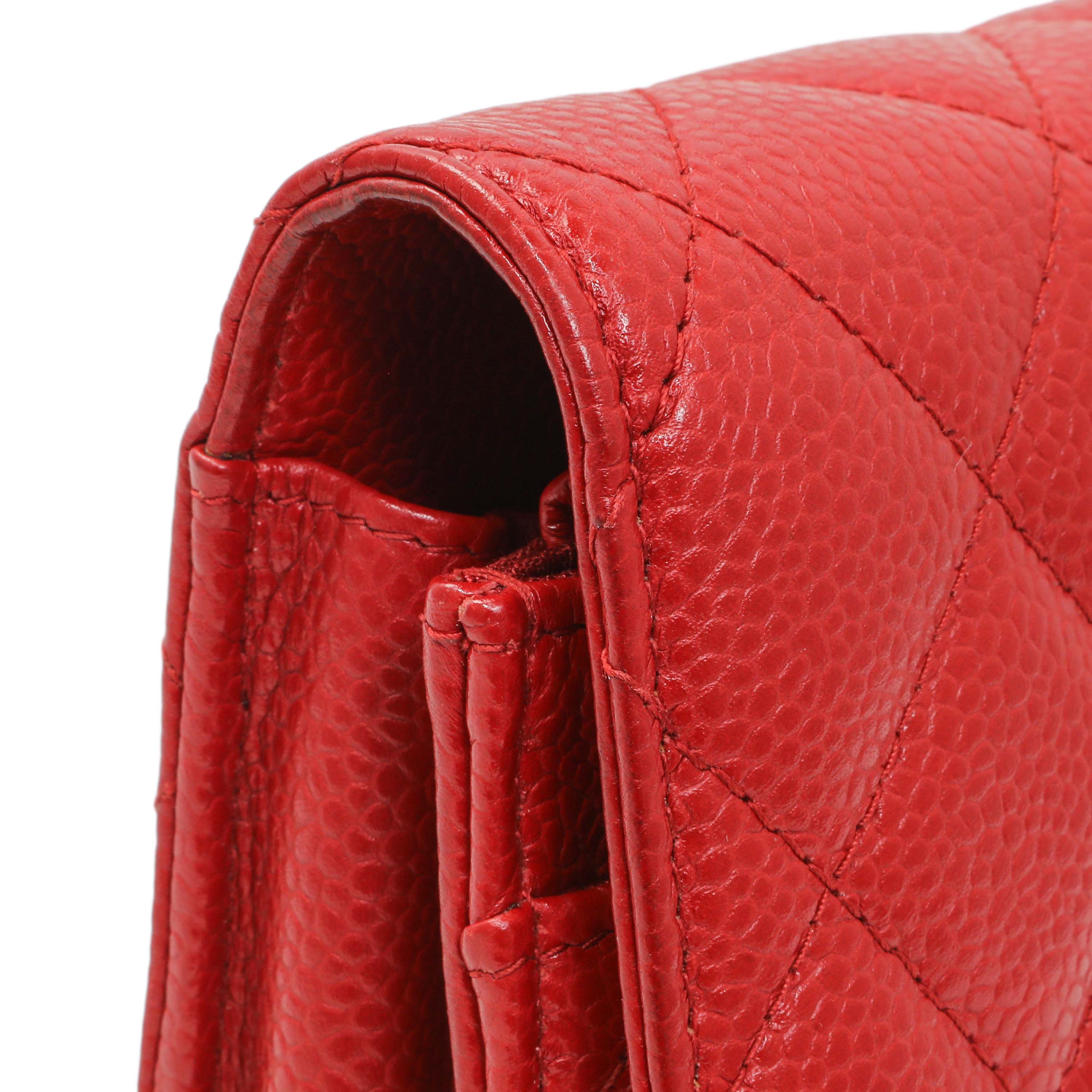 Chanel Red Caviar Classic Wallet On Chain - Image 8