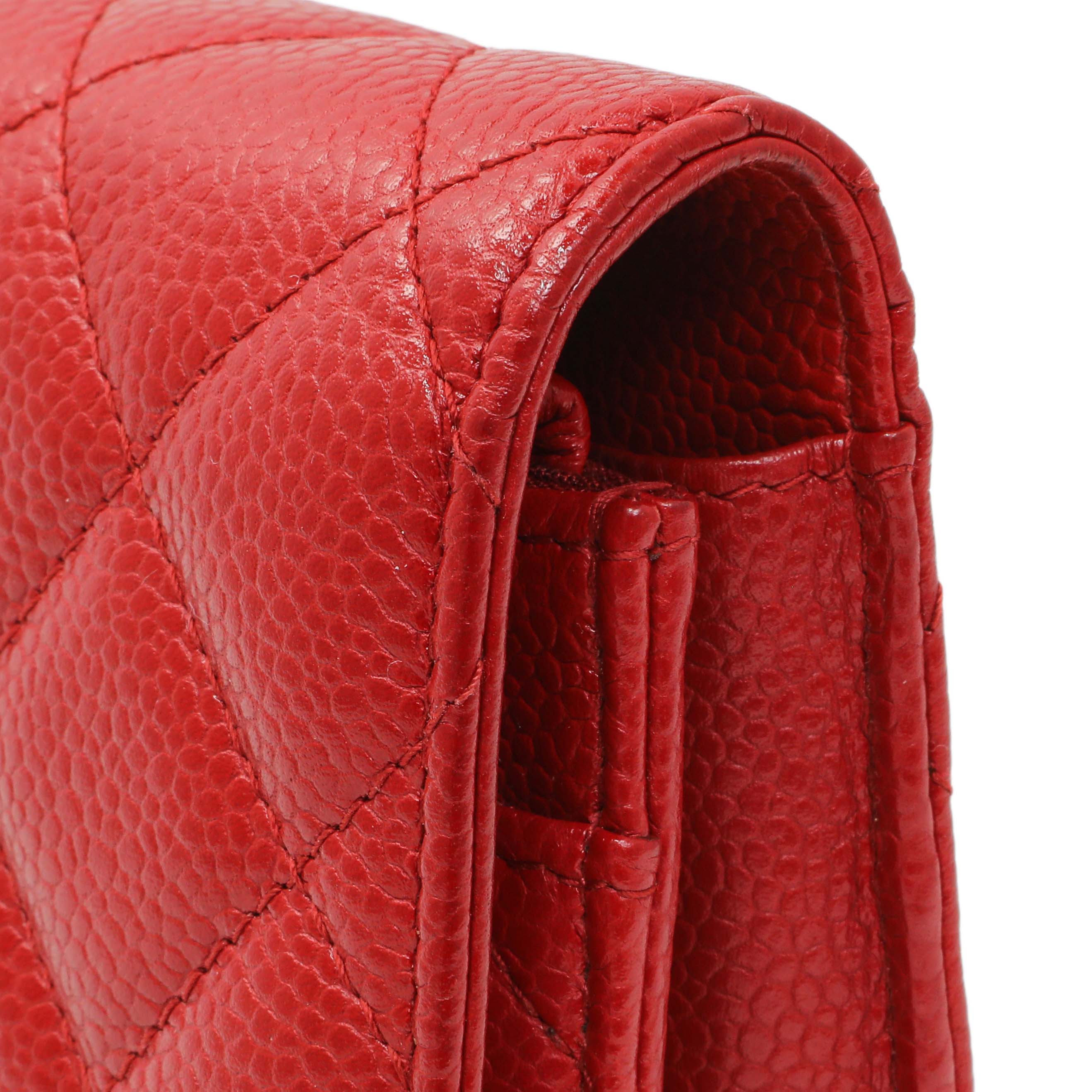 Chanel Red Caviar Classic Wallet On Chain - Image 9