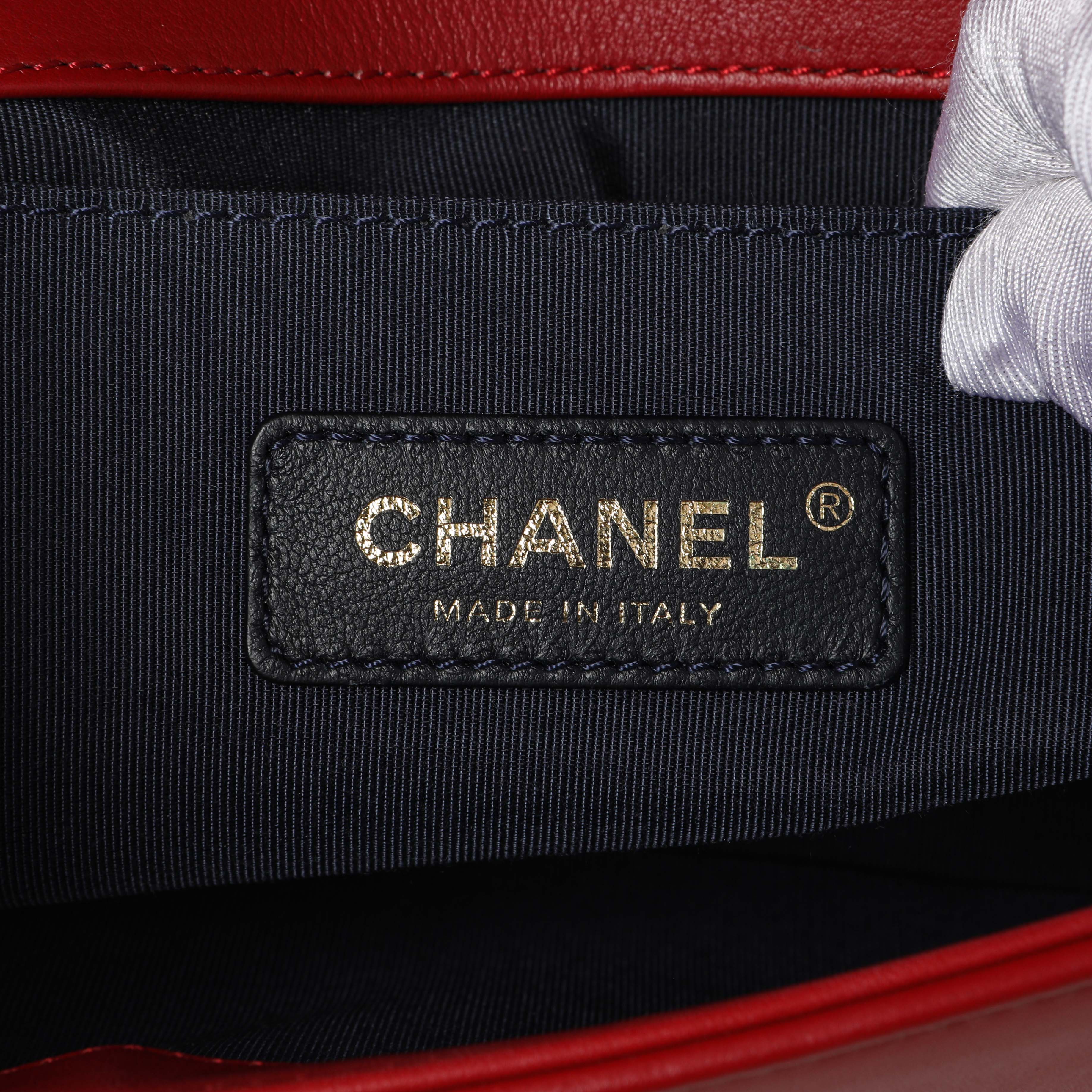 Chanel Red Chevron Quilted Lambskin Medium Boy Flap - Image 6