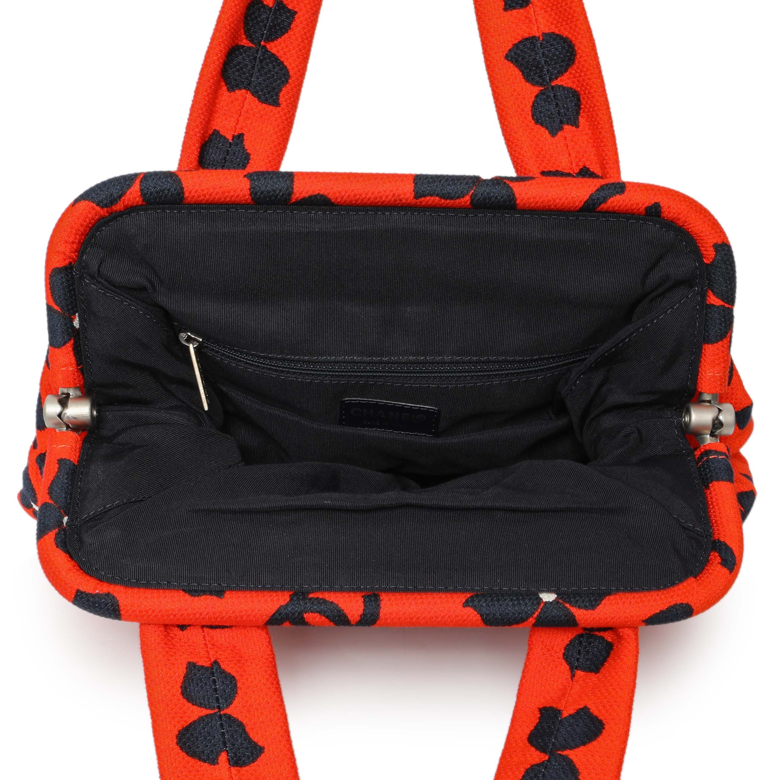 Chanel Red Floral Canvas Frame Tote - Image 4