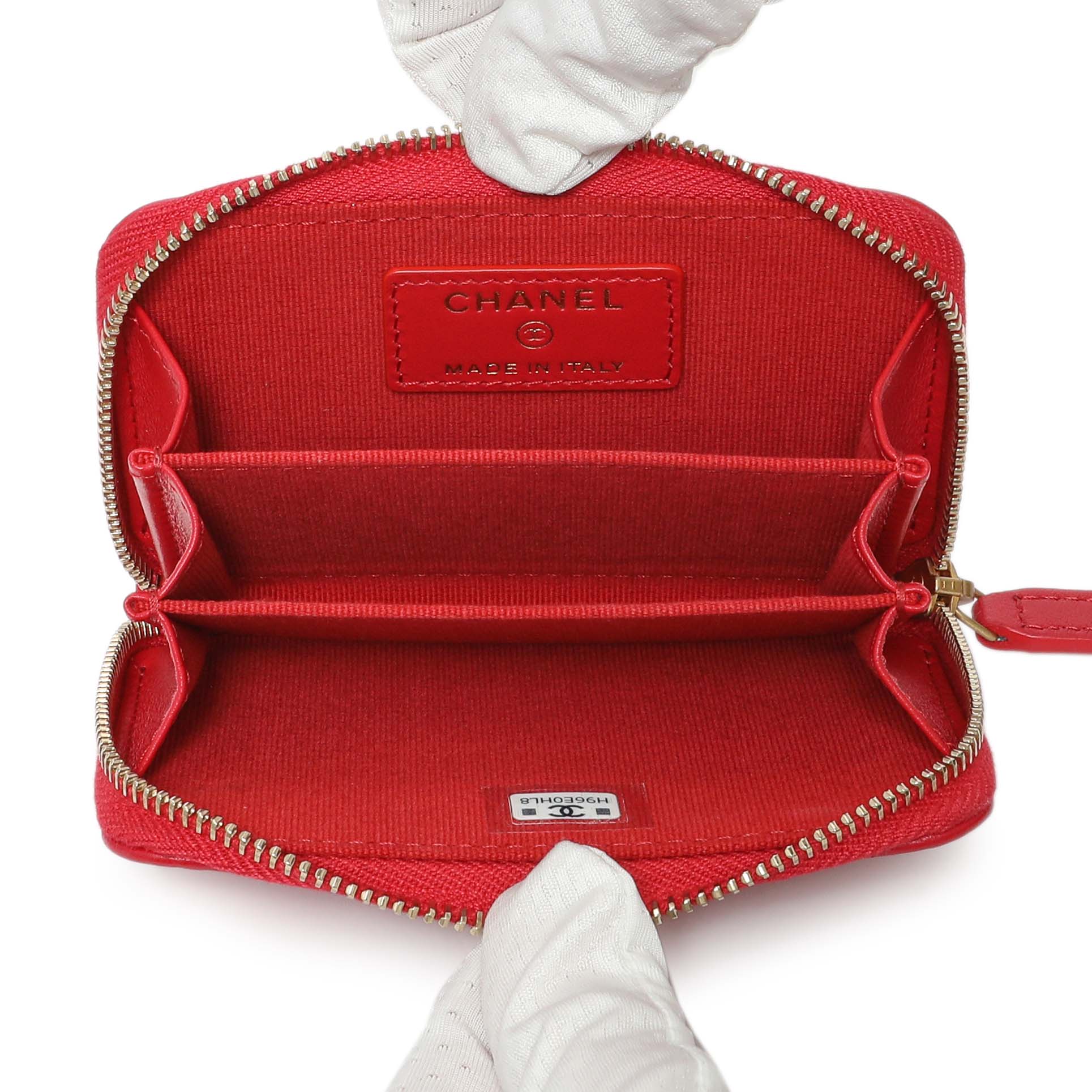 Chanel Red Lambskin Coco Love Zip Coin Purse - Image 4