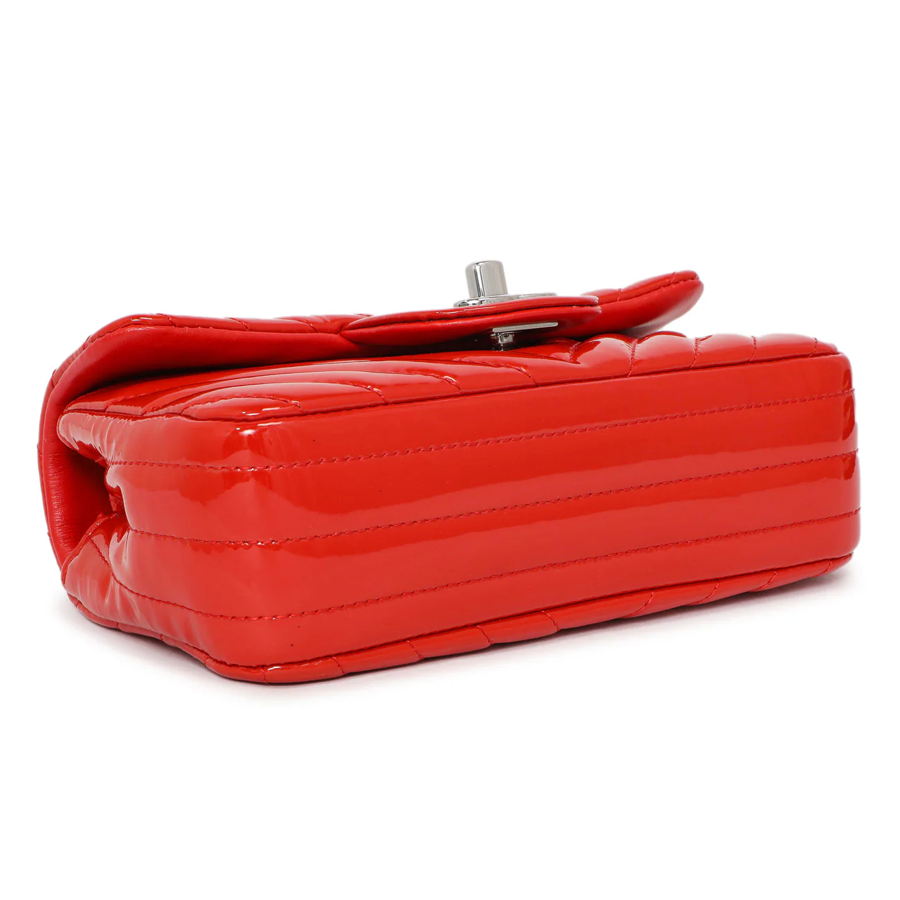 Chanel Red Patent Chevron Extra Mini Rectangular Flap - Image 3