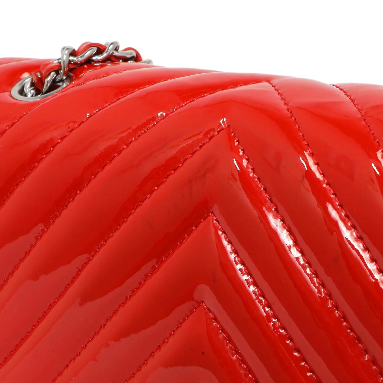 Chanel Red Patent Chevron Extra Mini Rectangular Flap - Image 8