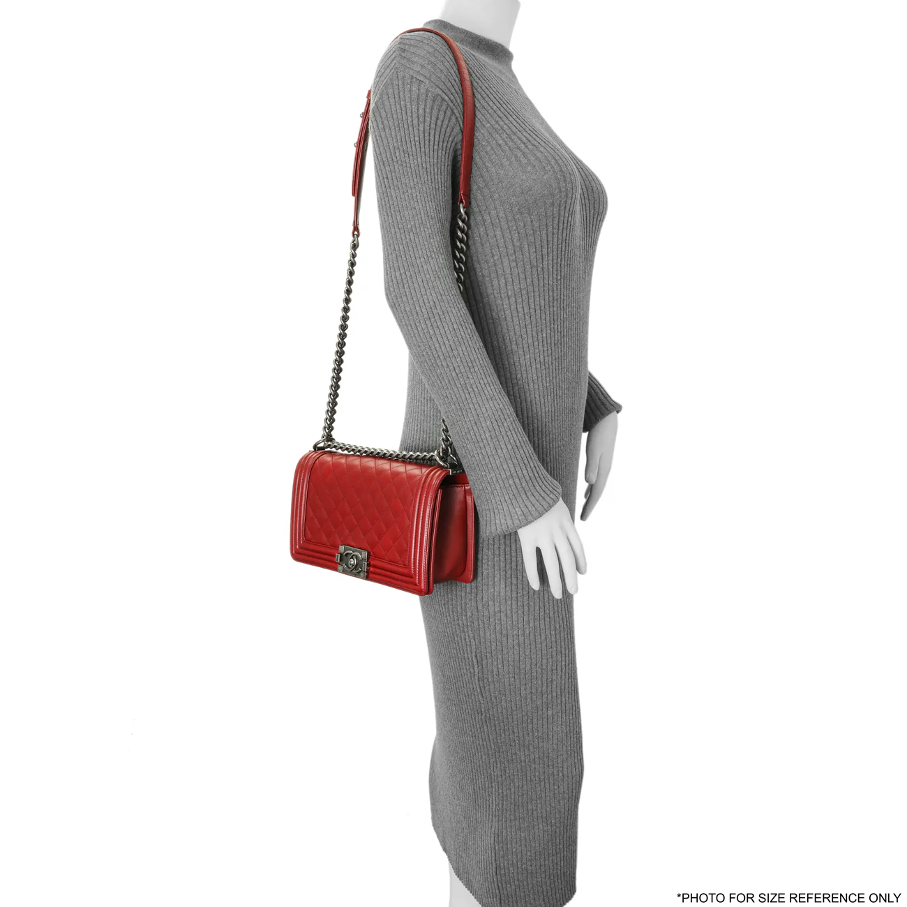 Chanel Red Quilted Calfskin Medium Boy Flap - Image 14