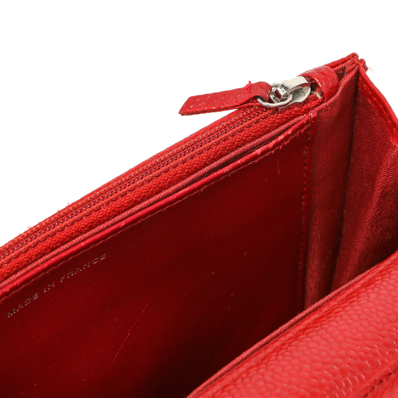 Chanel Red Quilted Caviar Classic Wallet on Chain WOC - Image 11
