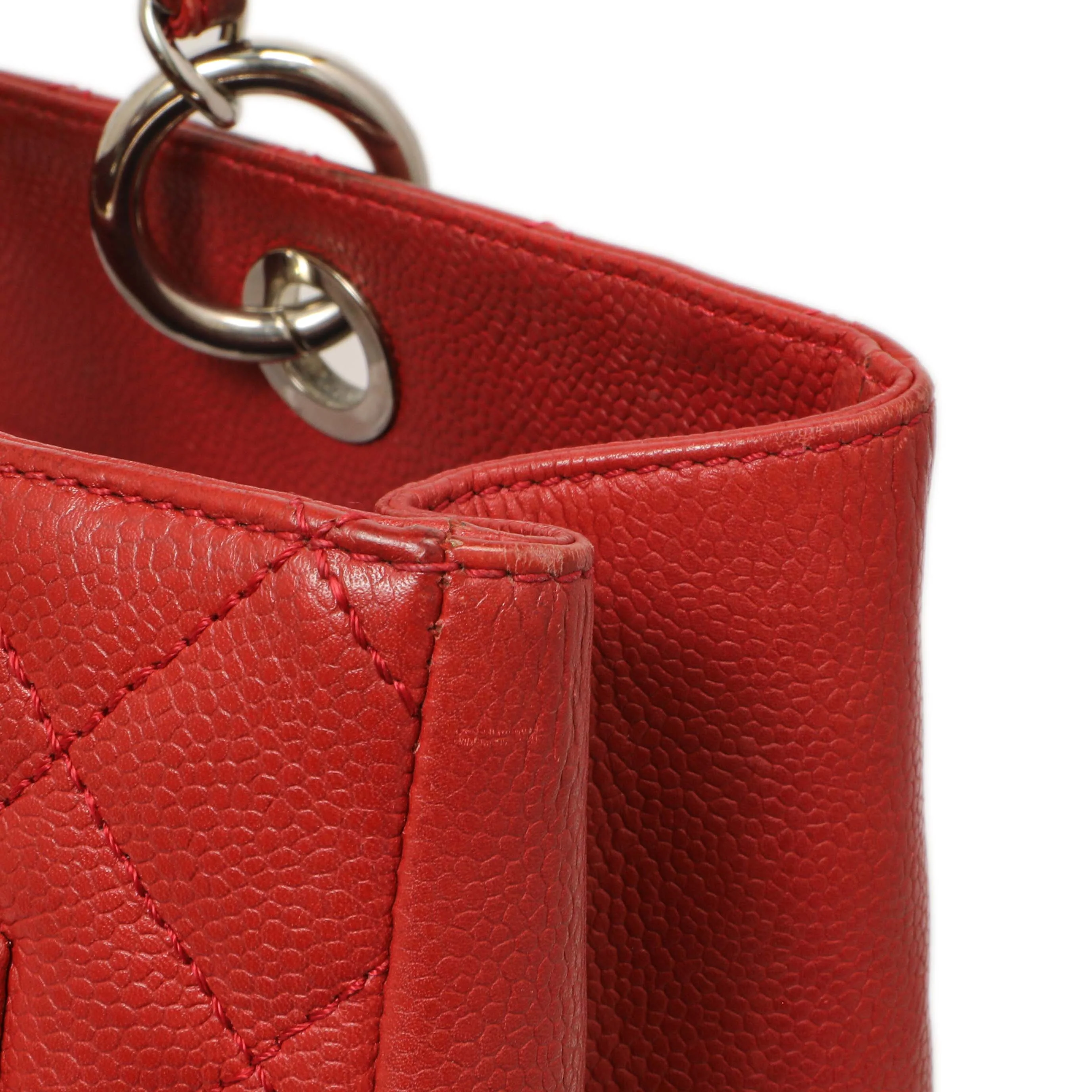 Chanel Red Quilted Caviar Grand Shopping Tote GST - Image 12