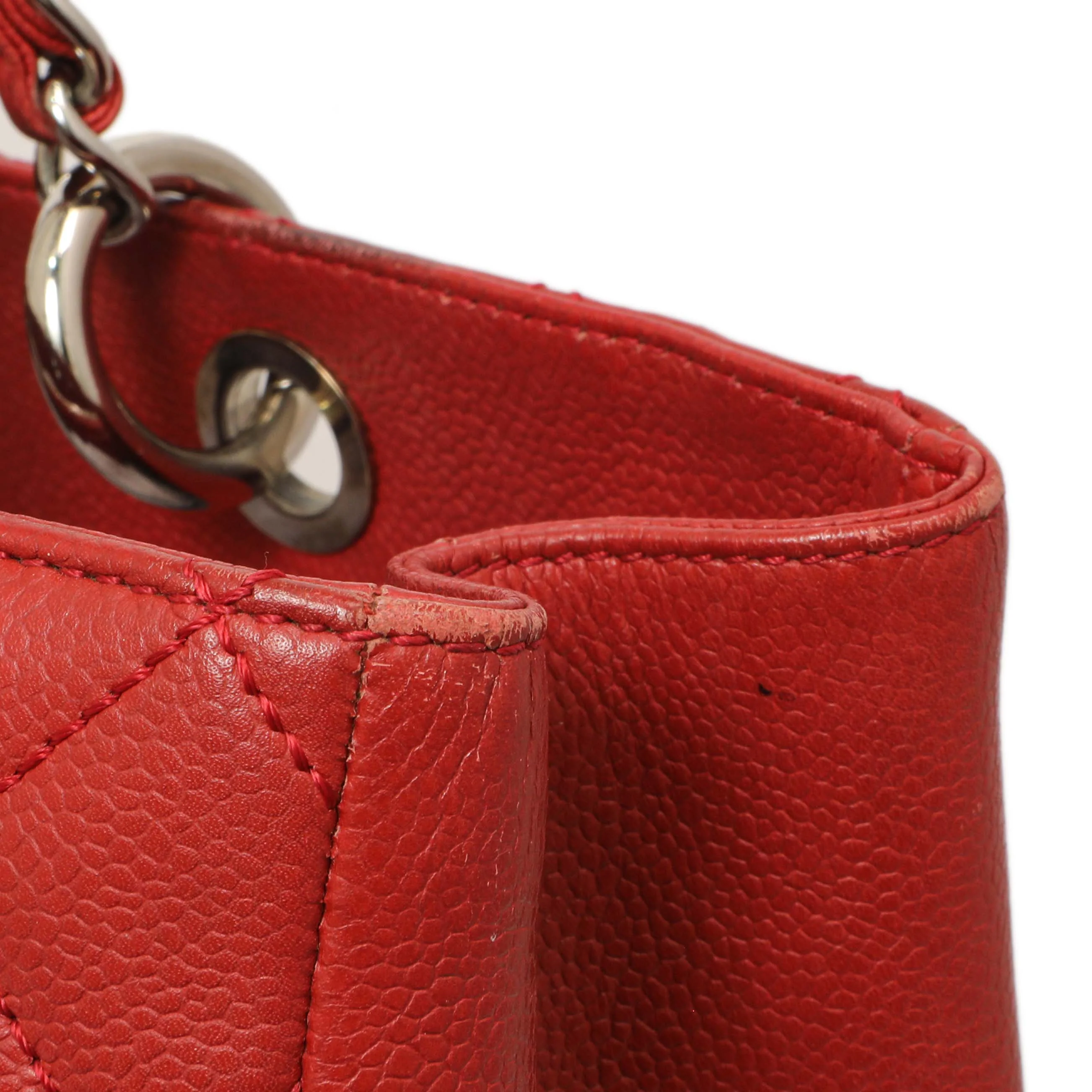 Chanel Red Quilted Caviar Grand Shopping Tote GST - Image 14