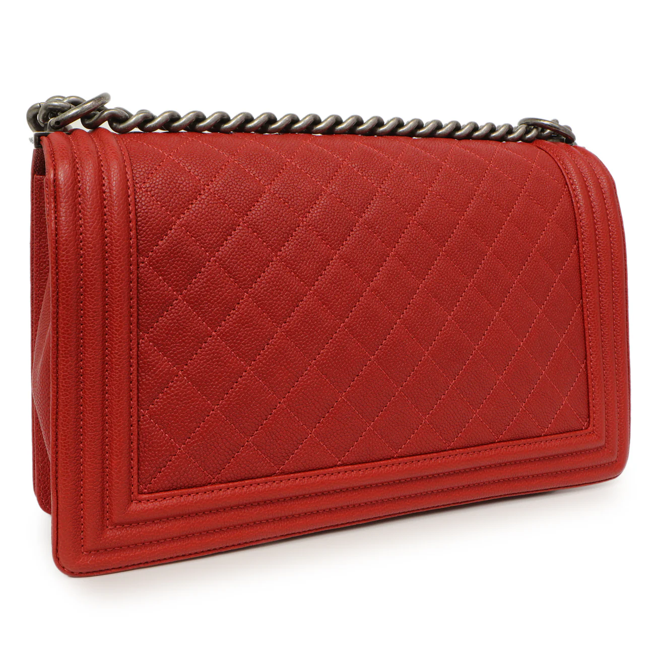 Chanel Red Quilted Caviar New Medium Boy Bag - Image 2