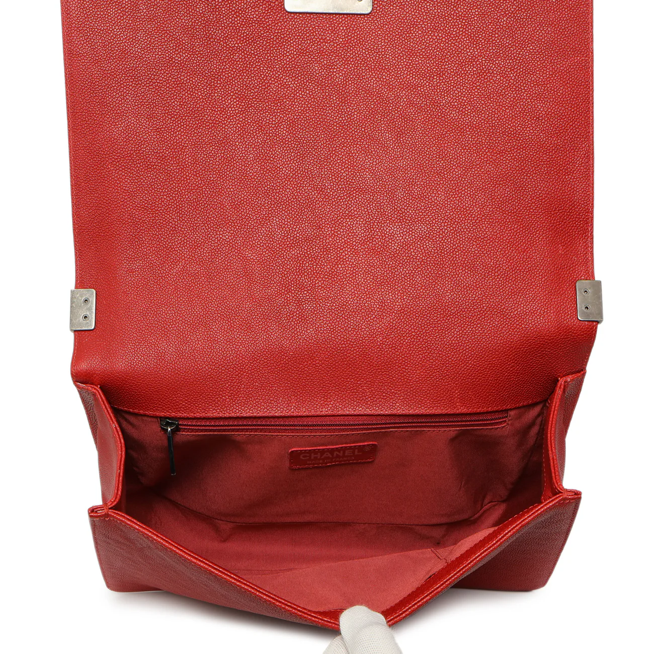 Chanel Red Quilted Caviar New Medium Boy Bag - Image 8