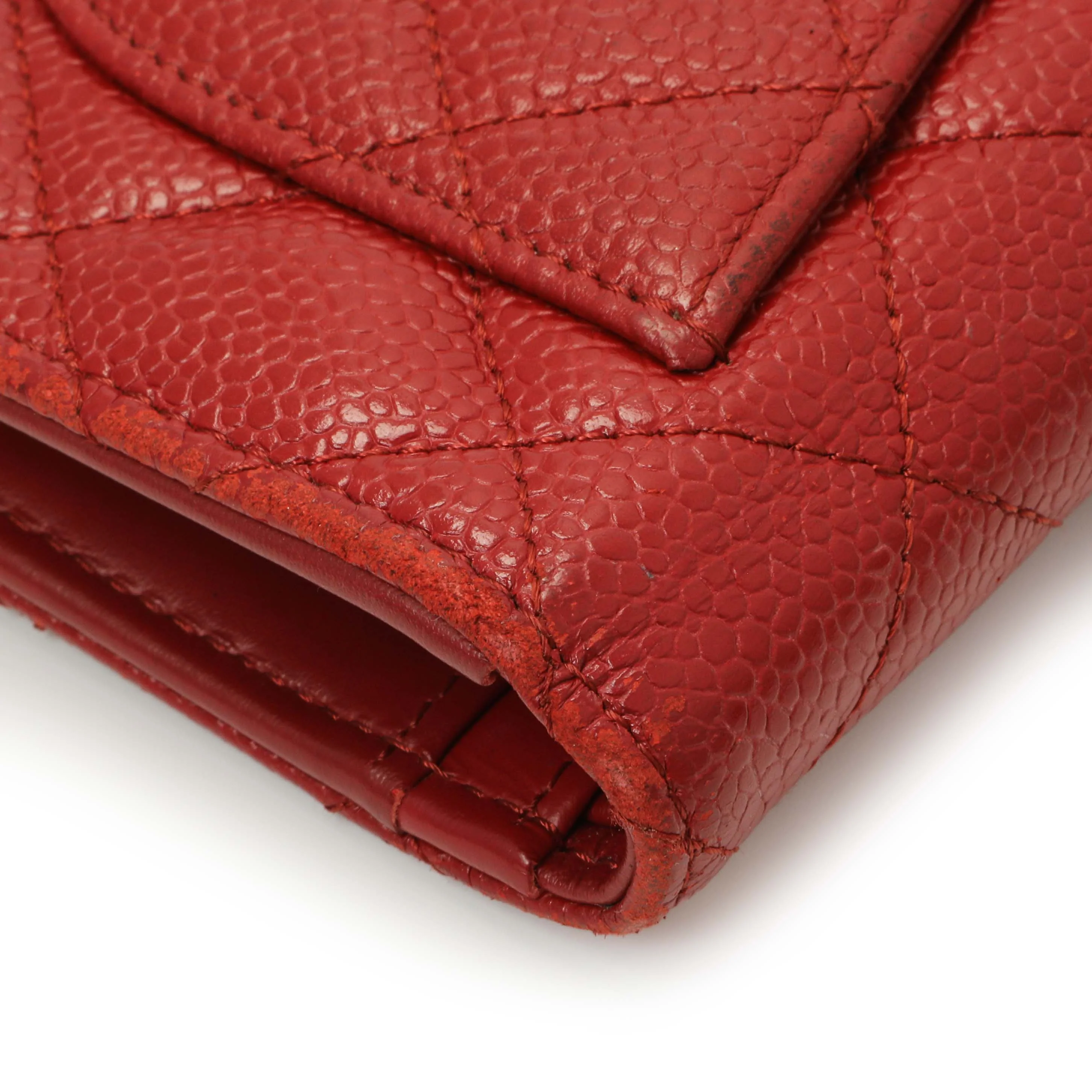 Chanel Red Quilted Caviar Yen Wallet - Image 10