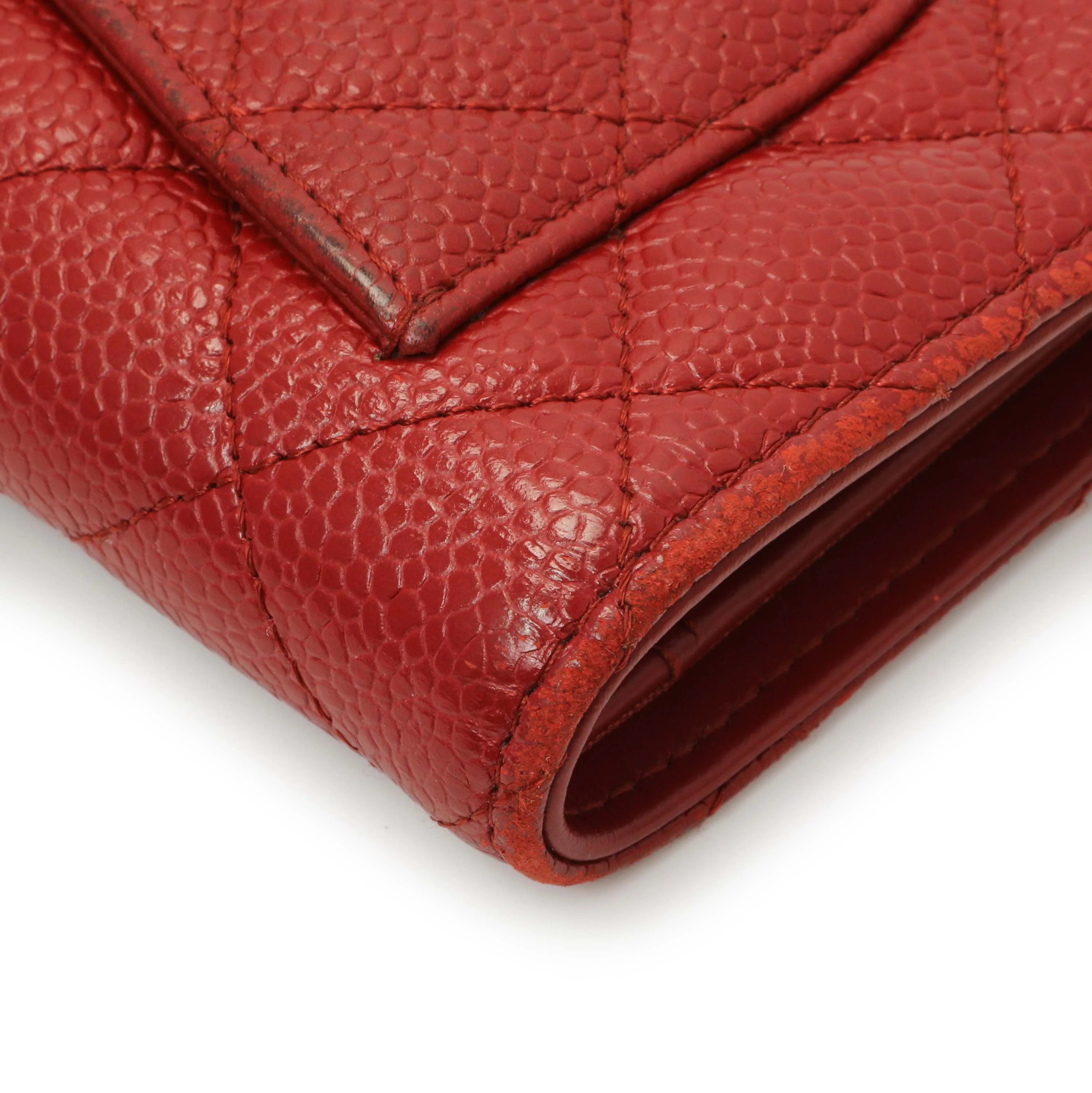 Chanel Red Quilted Caviar Yen Wallet - Image 11
