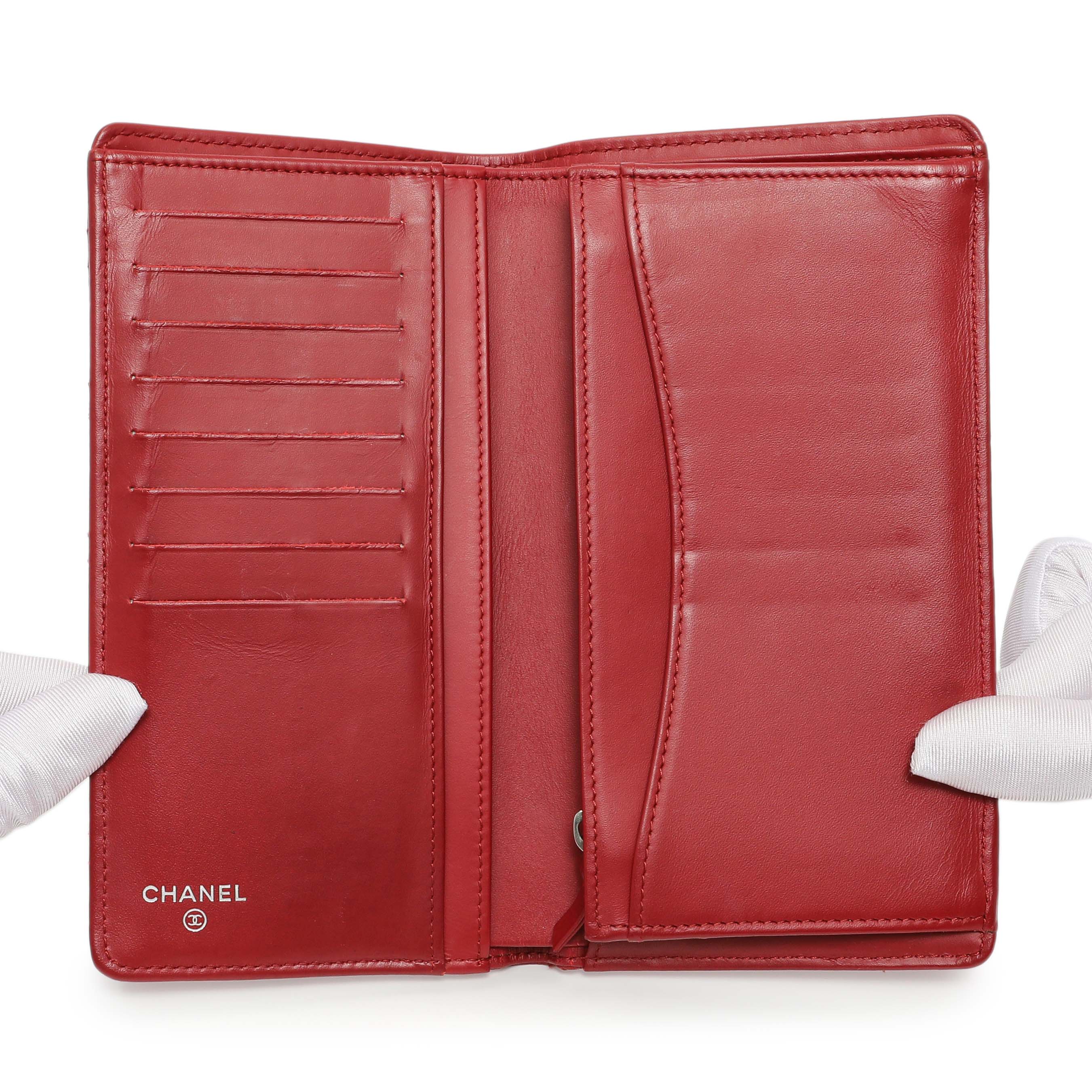 Chanel Red Quilted Caviar Yen Wallet - Image 12