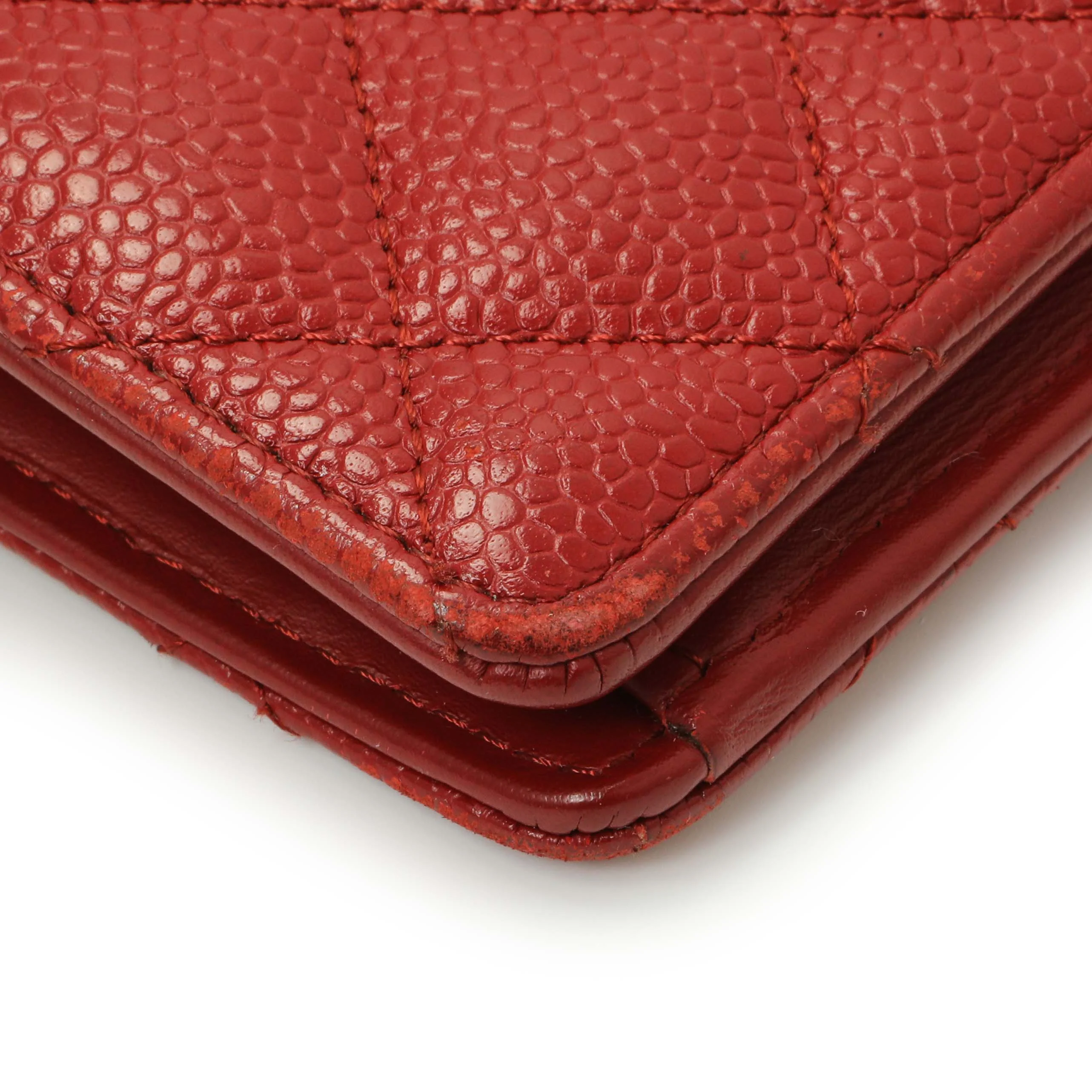 Chanel Red Quilted Caviar Yen Wallet - Image 4