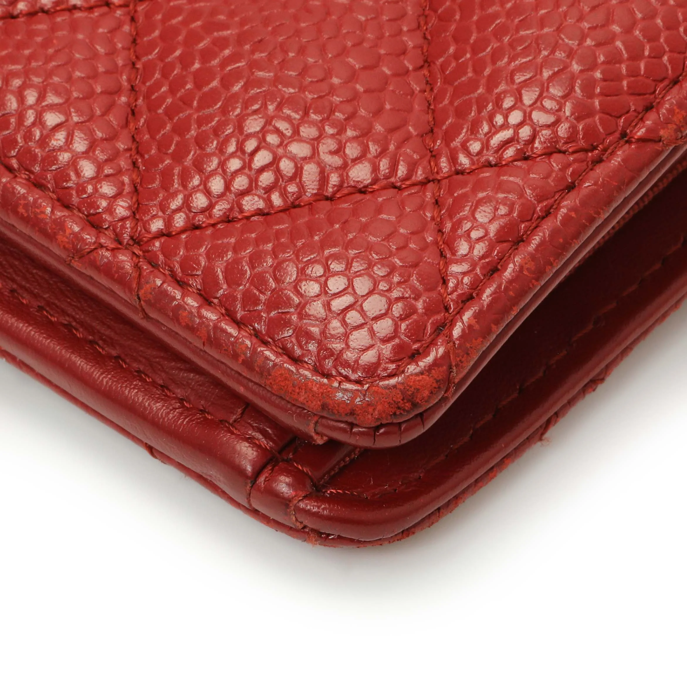 Chanel Red Quilted Caviar Yen Wallet - Image 5