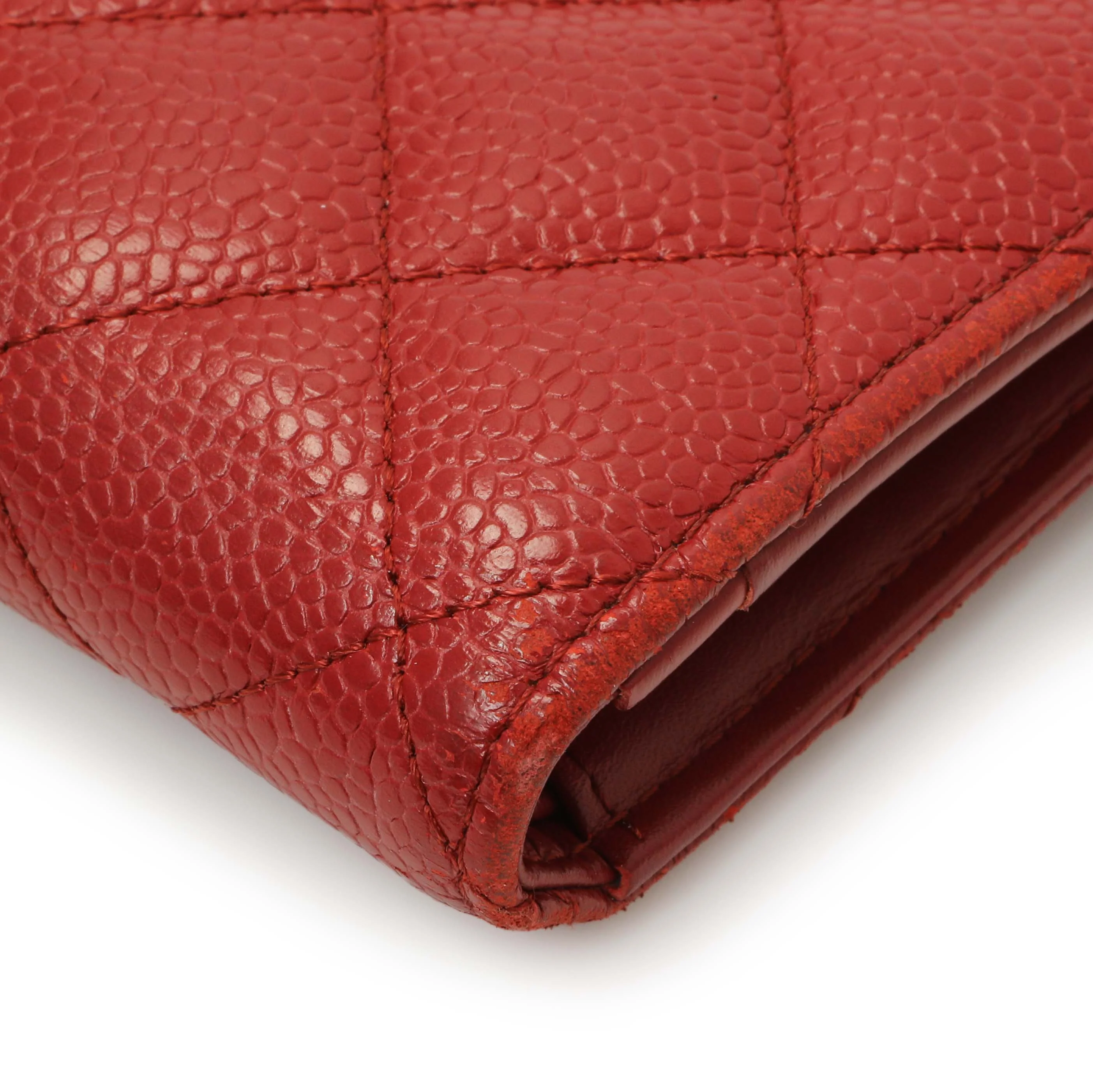 Chanel Red Quilted Caviar Yen Wallet - Image 7