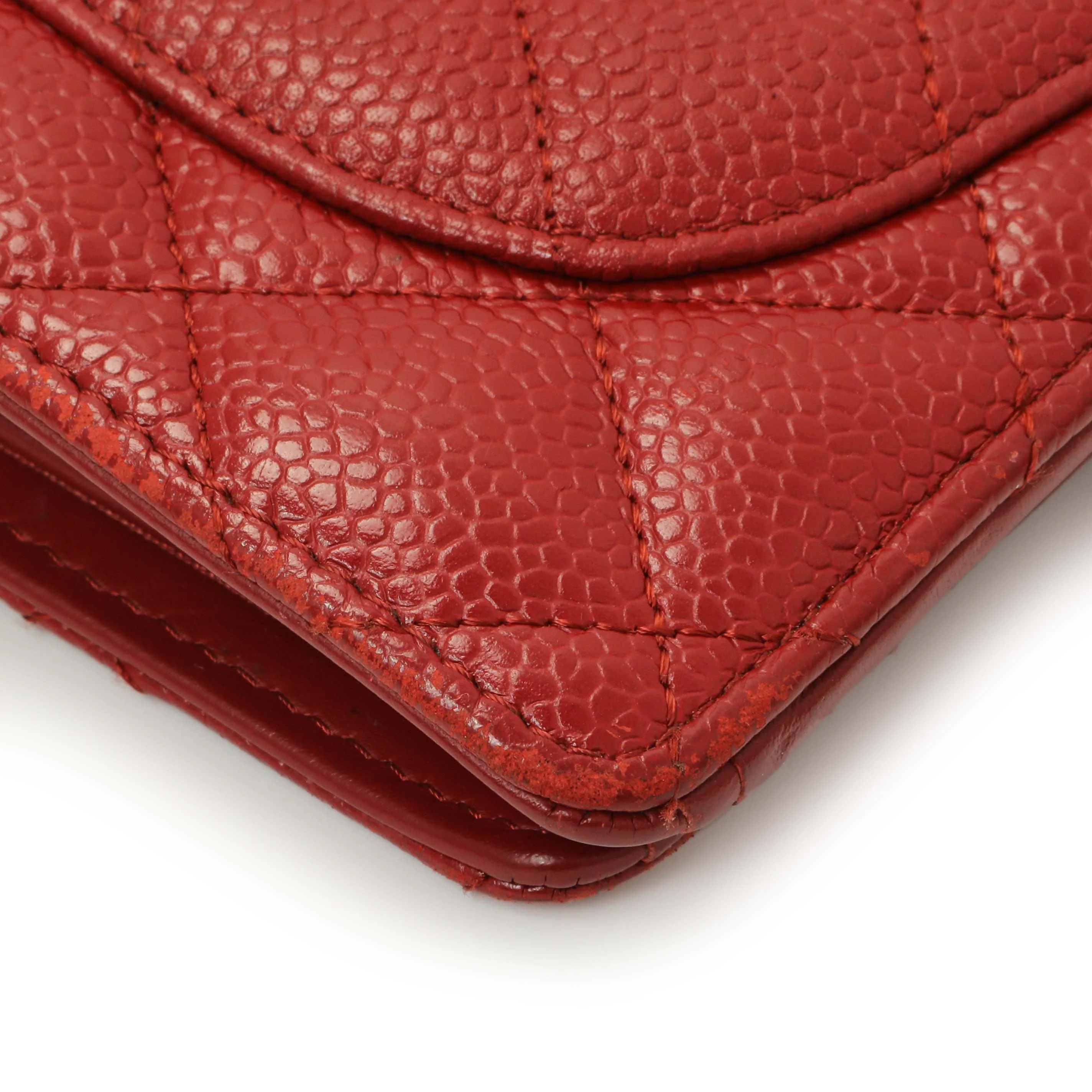 Chanel Red Quilted Caviar Yen Wallet - Image 8