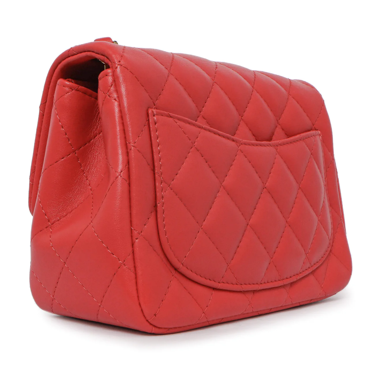 Chanel Red Quilted Lambskin Mini Square Flap - Image 3