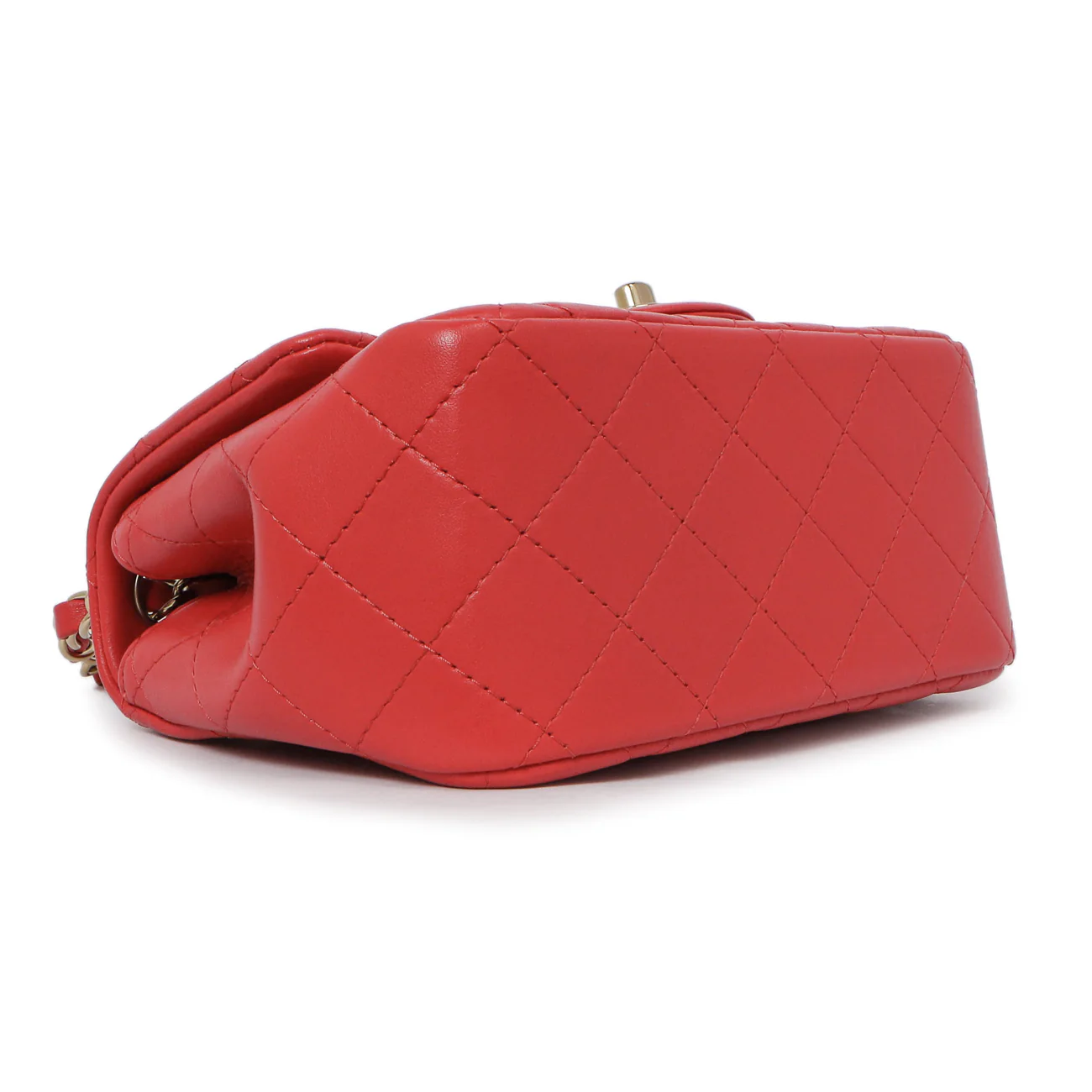 Chanel Red Quilted Lambskin Mini Square Flap - Image 4