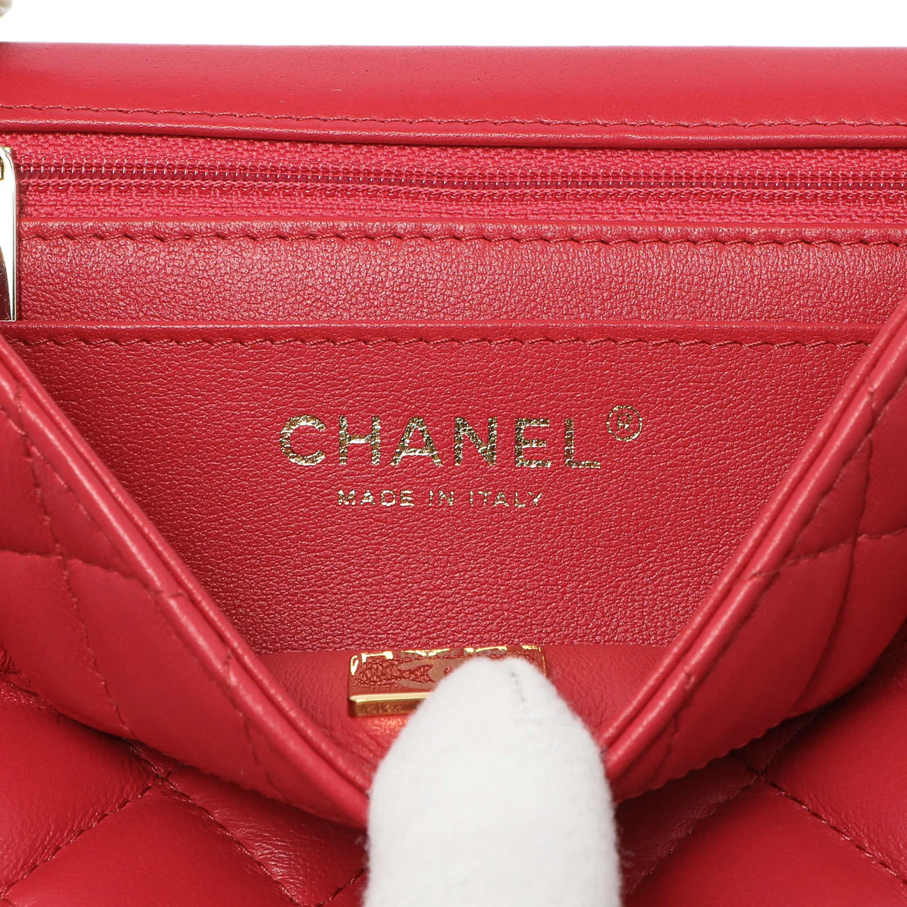 Chanel Red Quilted Lambskin Mini Square Flap - Image 6