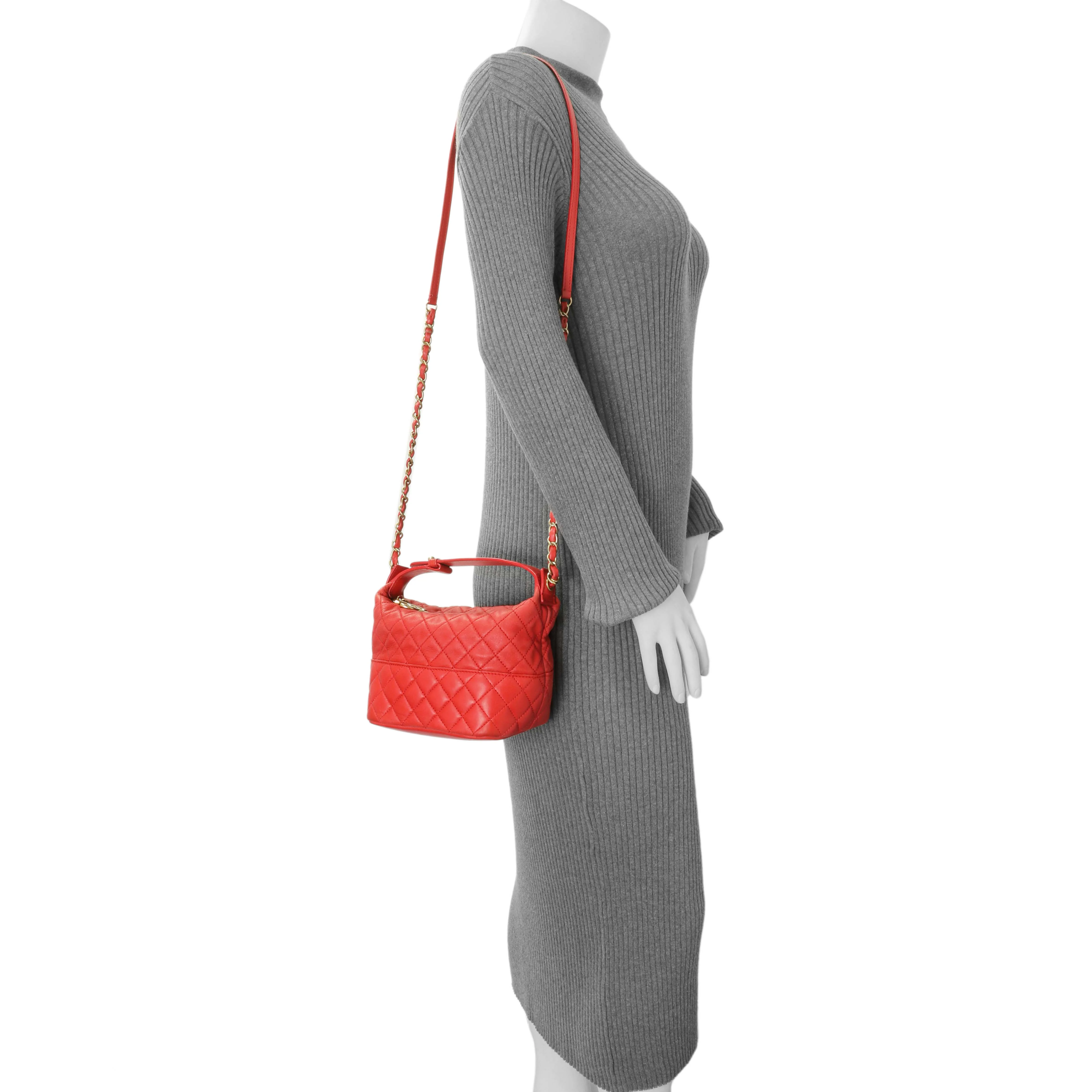 Chanel Red Quilted Lambskin Small Hobo - Image 12