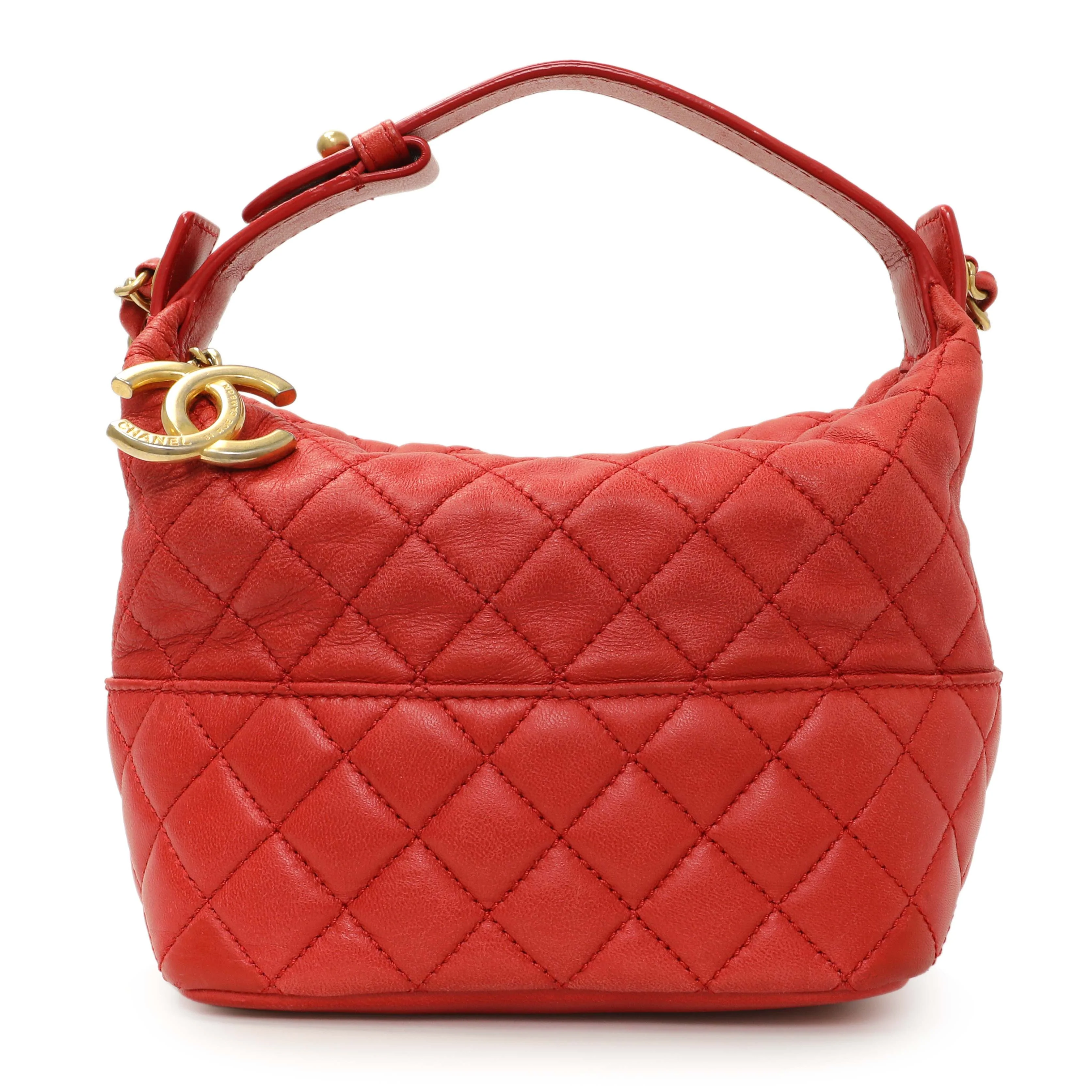 Chanel Red Quilted Lambskin Small Hobo - Image 2