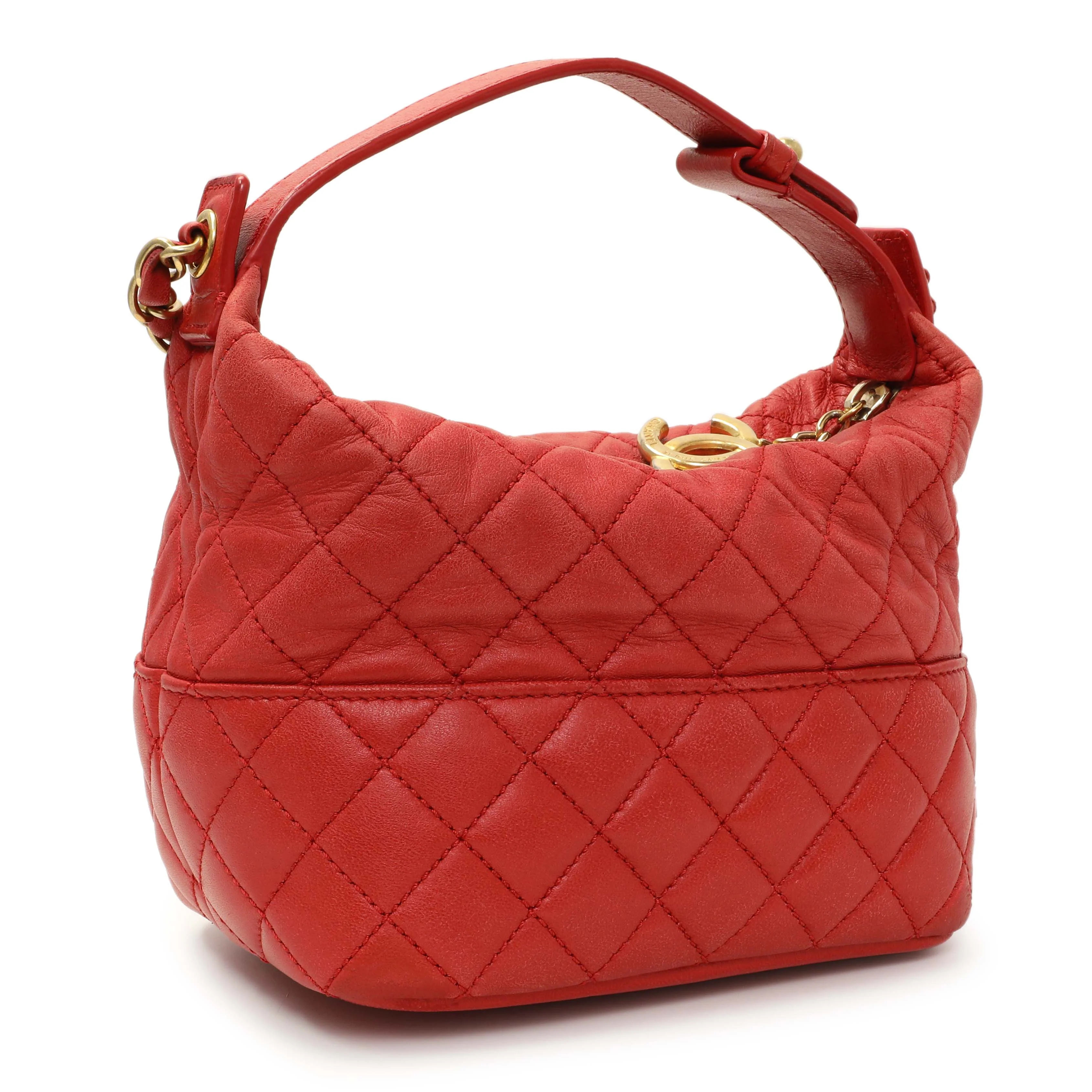 Chanel Red Quilted Lambskin Small Hobo - Image 3