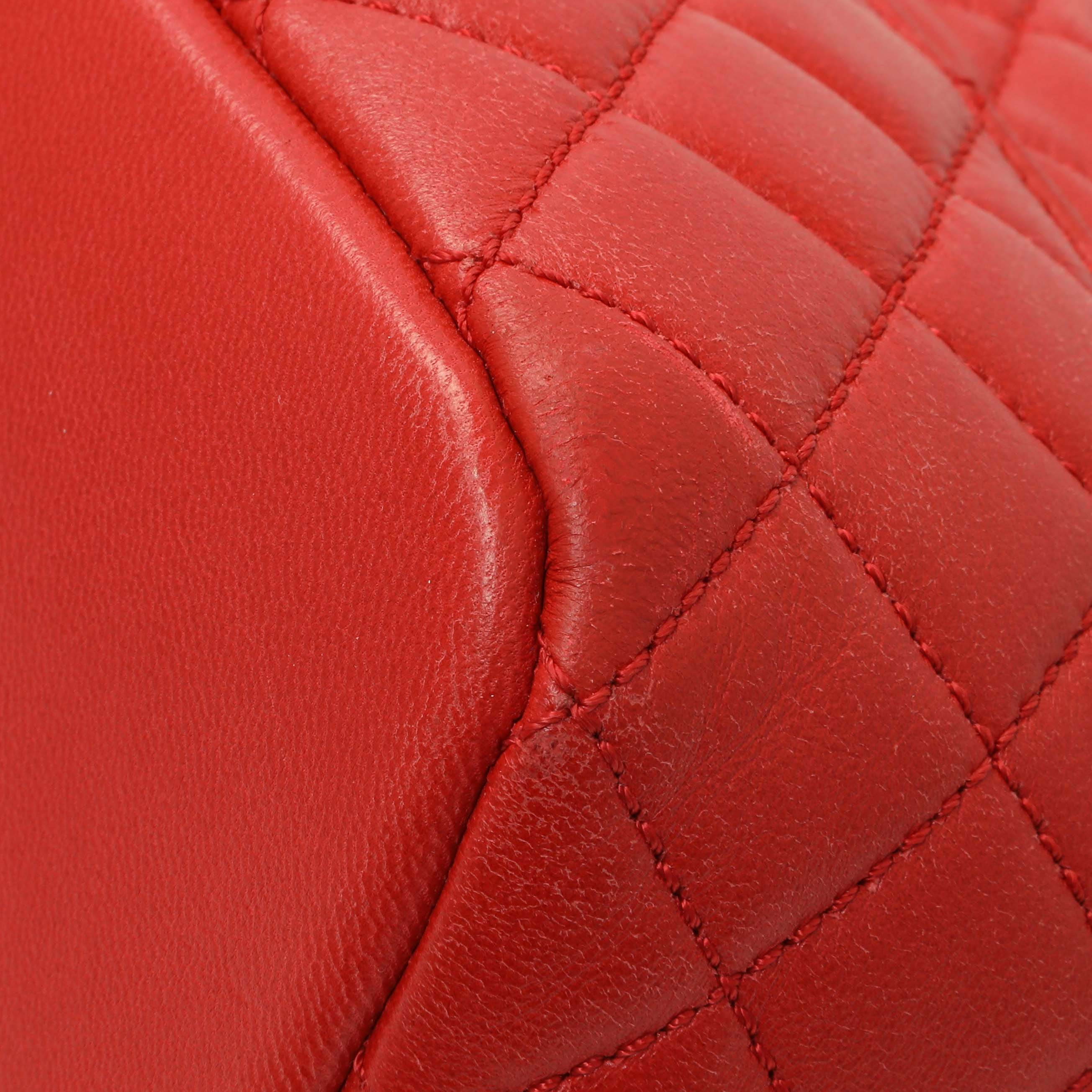 Chanel Red Quilted Lambskin Small Hobo - Image 8