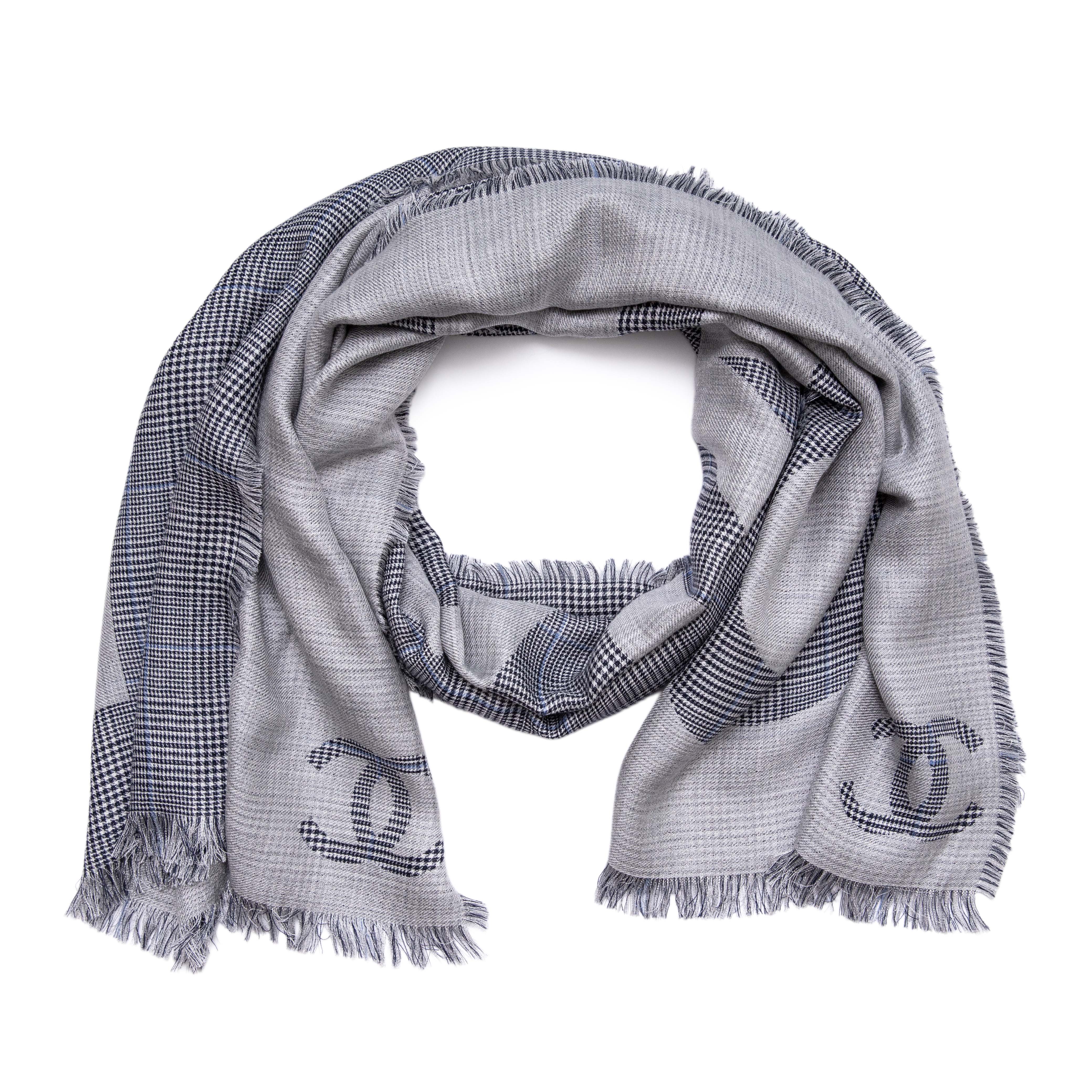 Chanel Silk Cashmere Houndstooth Scarf