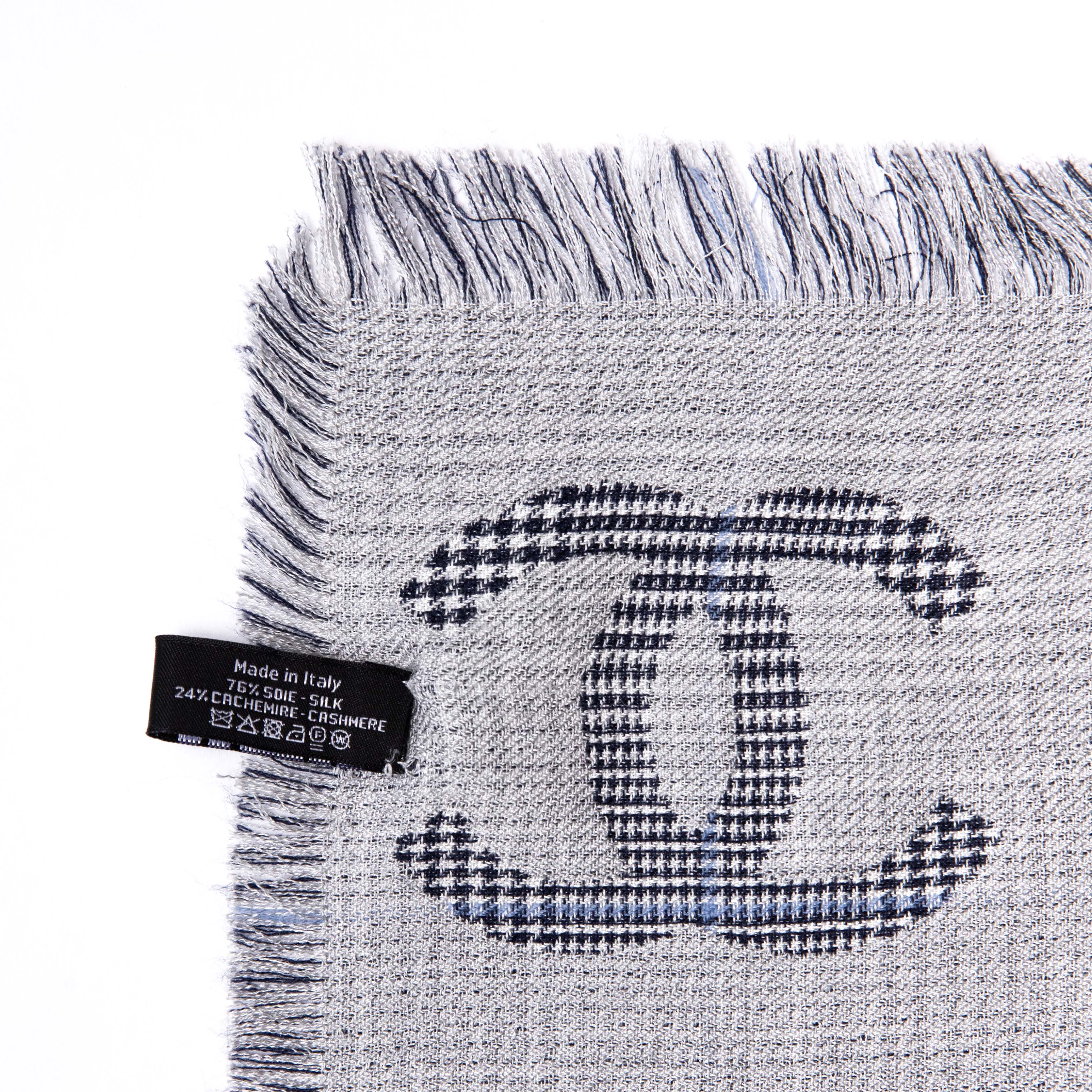 Chanel Silk Cashmere Houndstooth Scarf - Image 5