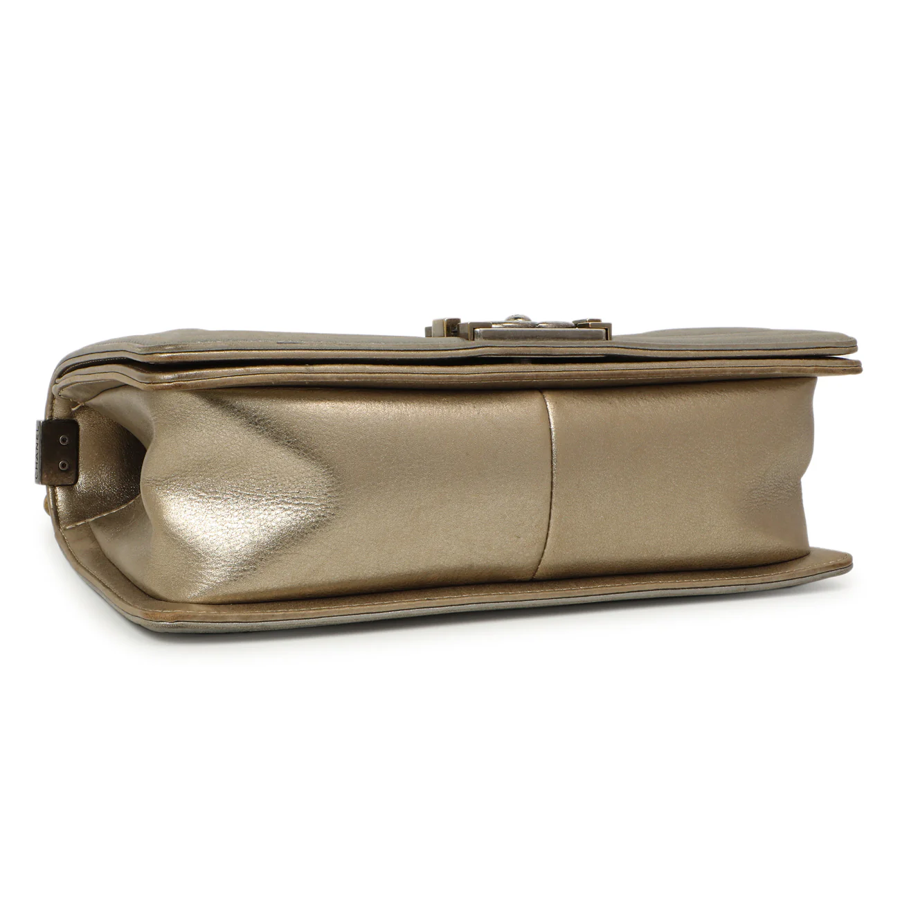 Chanel Silver Gold Quilted Calfskin Medium Boy Bag - Image 3