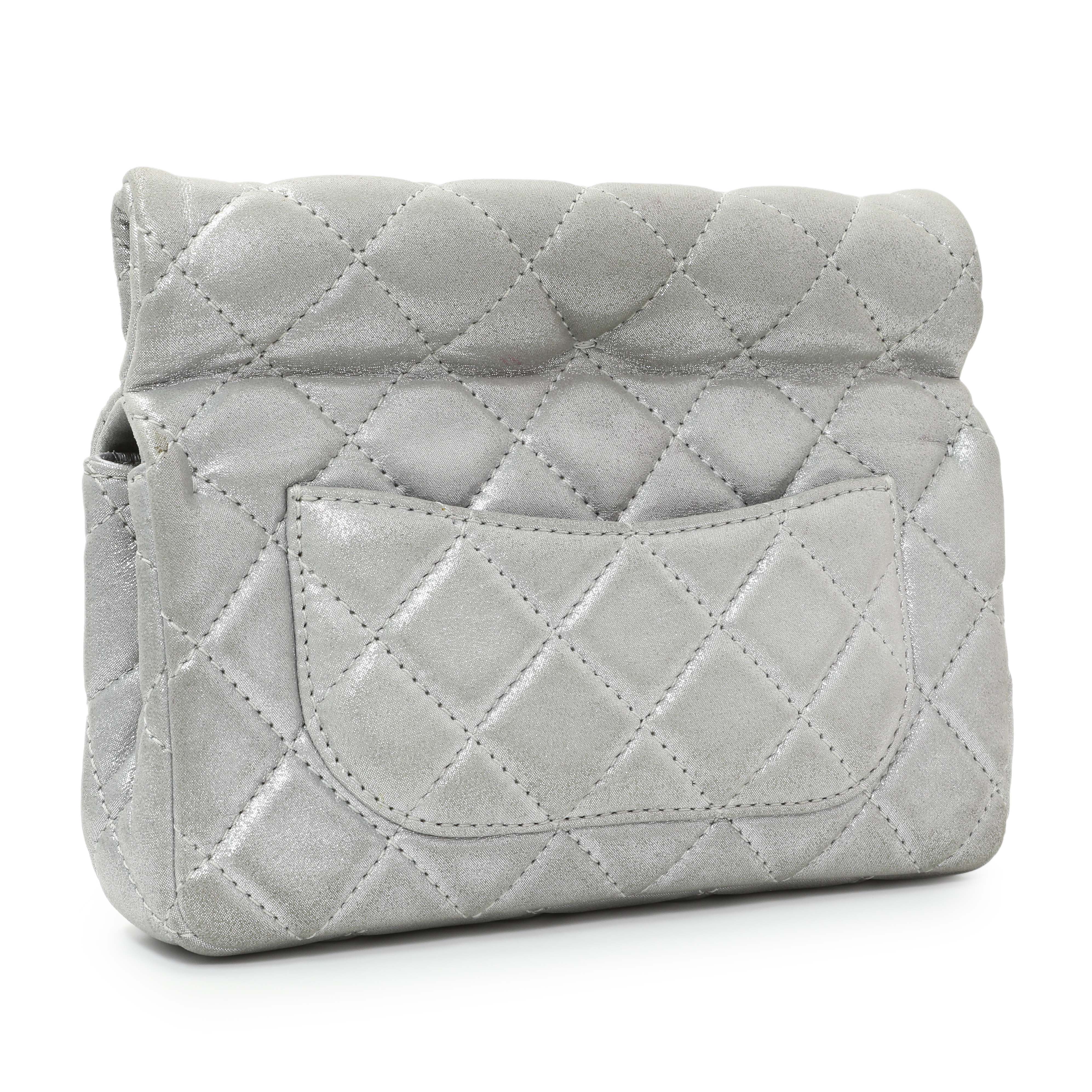 Chanel Silver Iridescent Calfskin Roll Reissue Clutch - Image 2