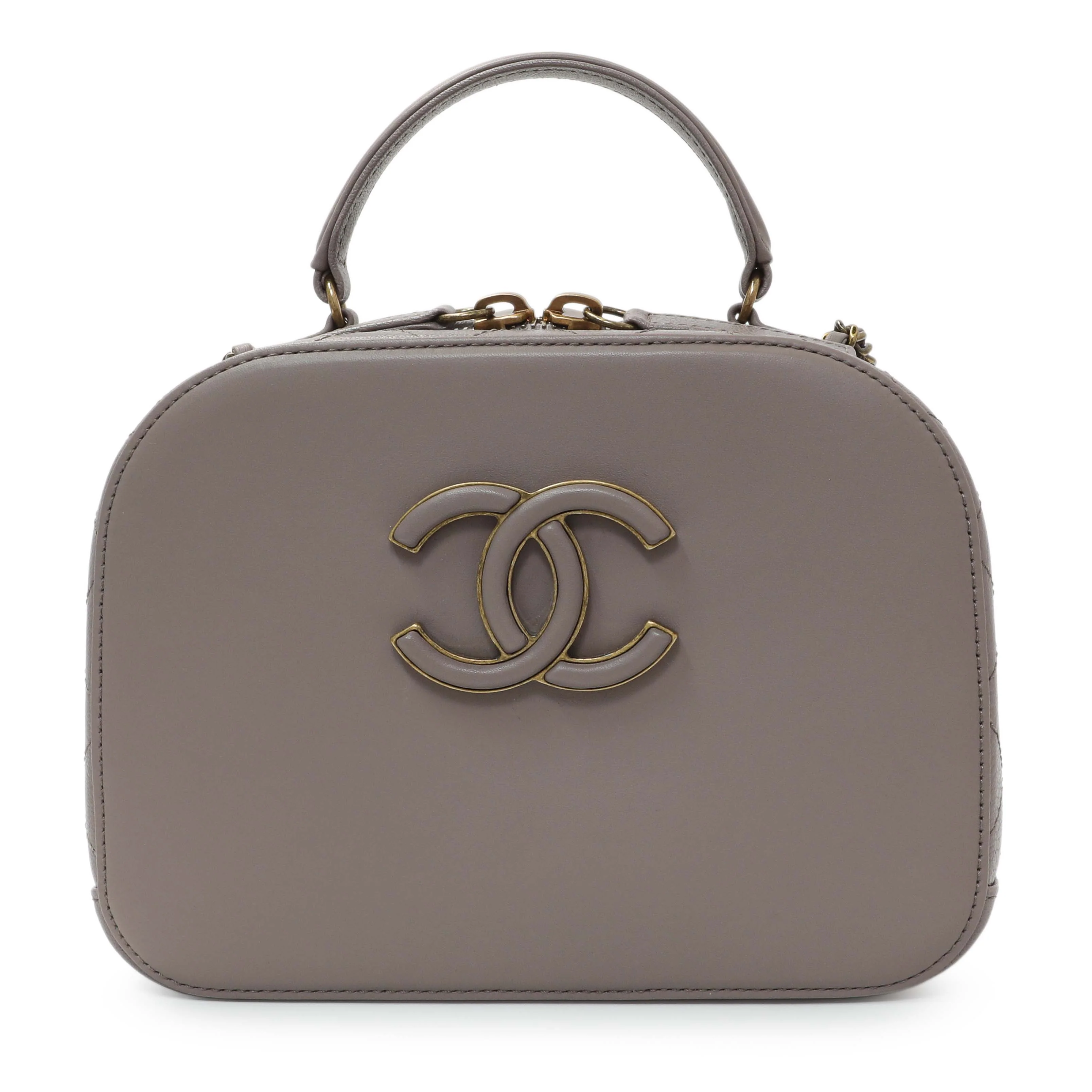 Chanel Taupe Calfskin Coco Curve Vanity Case - Image 2