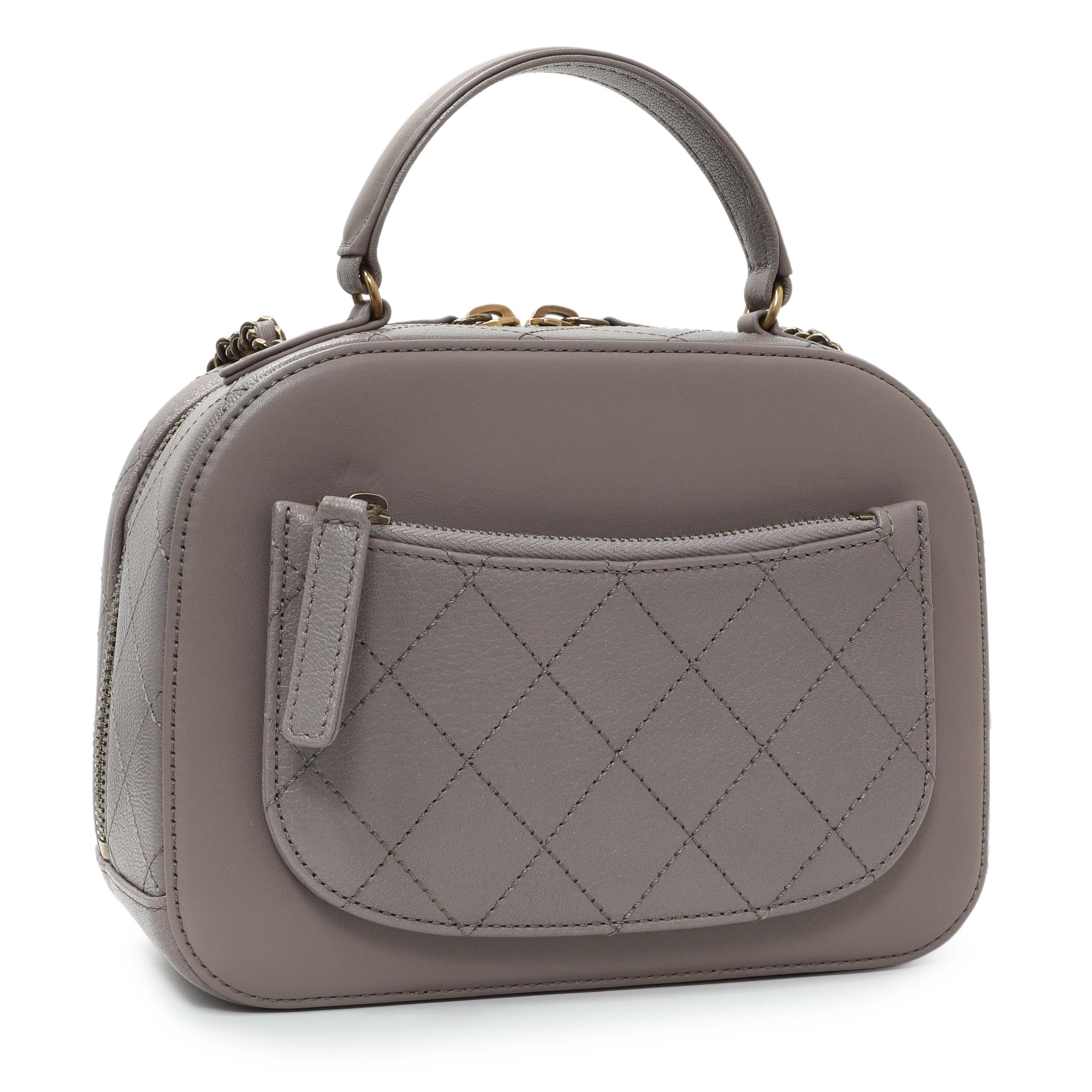 Chanel Taupe Calfskin Coco Curve Vanity Case - Image 3