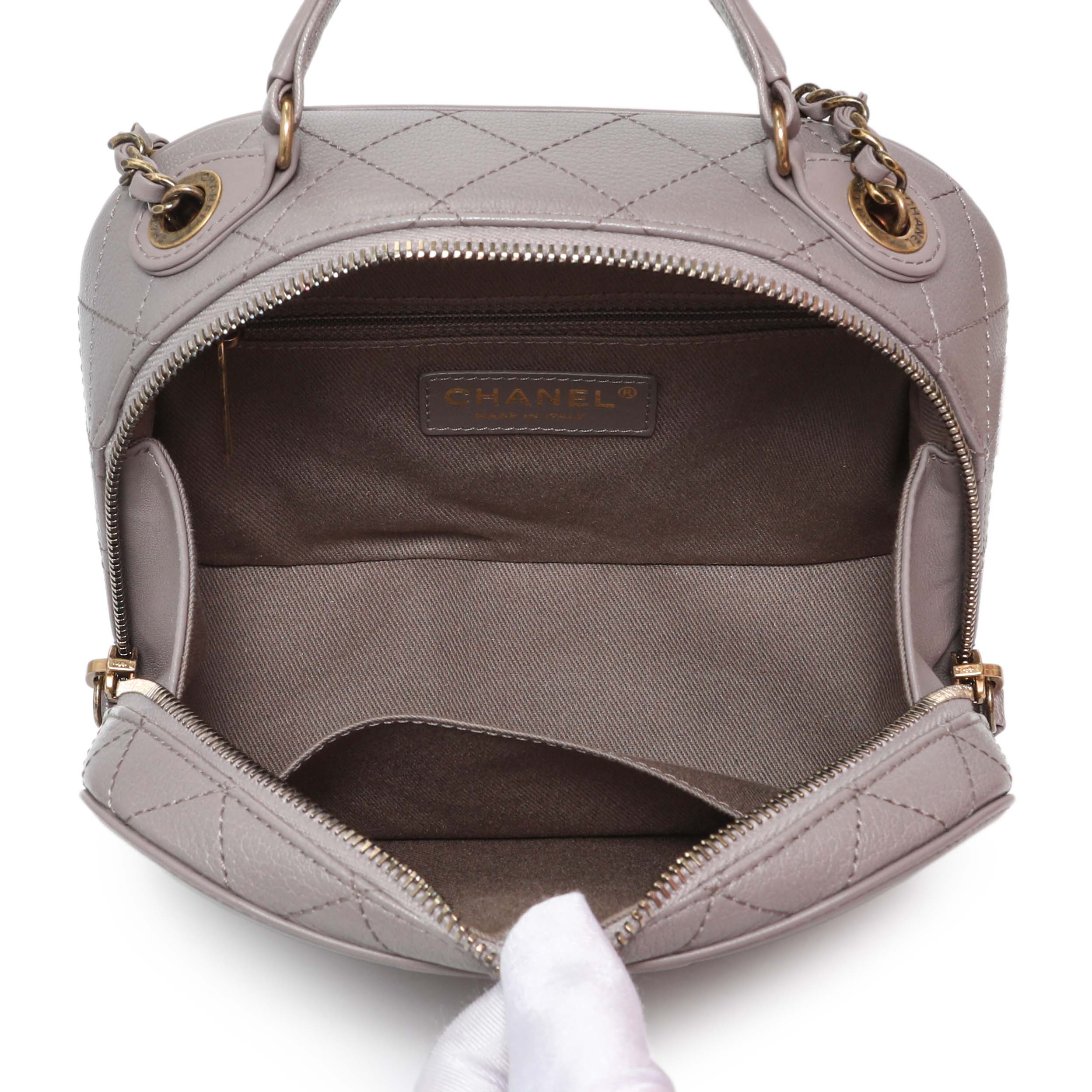 Chanel Taupe Calfskin Coco Curve Vanity Case - Image 5