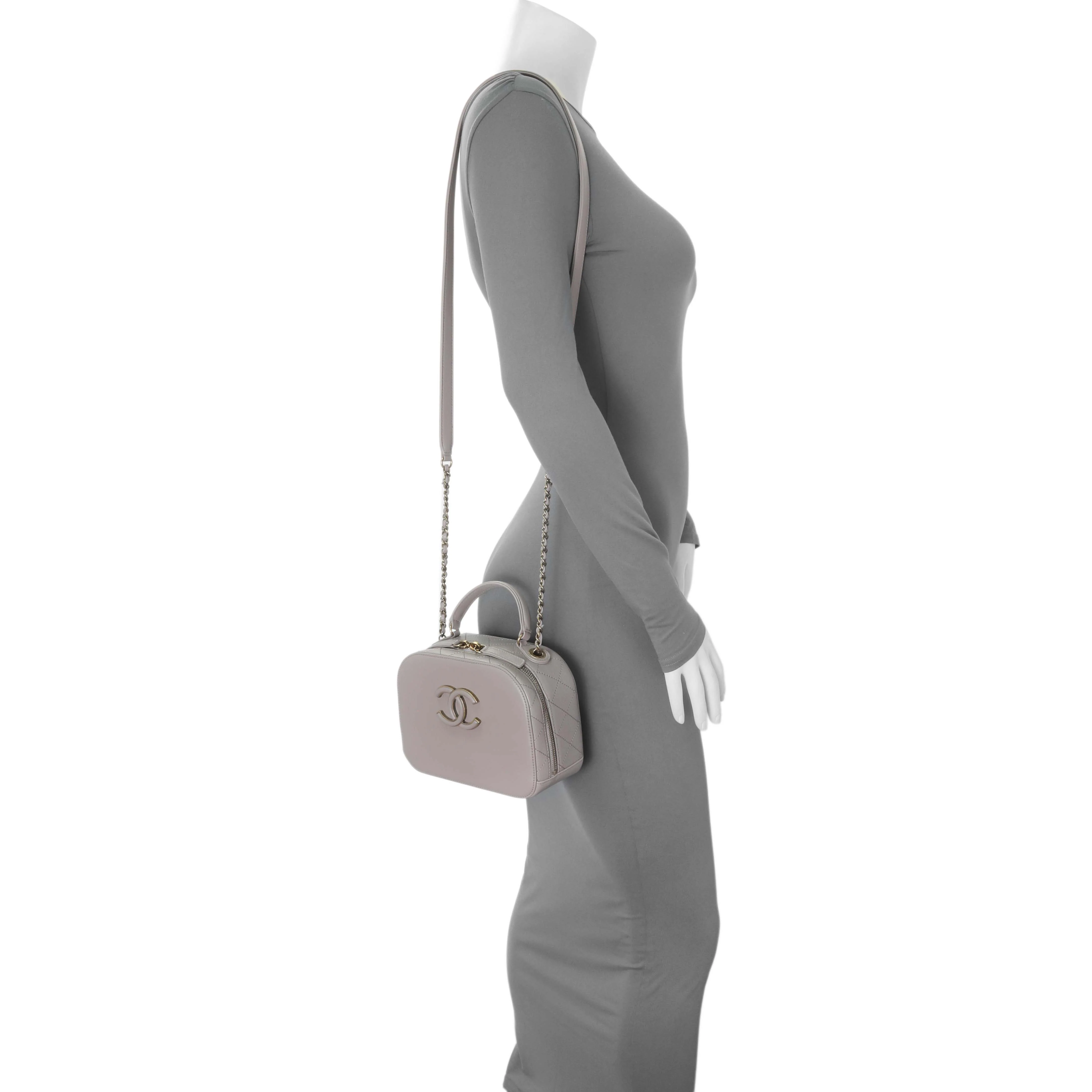 Chanel Taupe Calfskin Coco Curve Vanity Case - Image 8