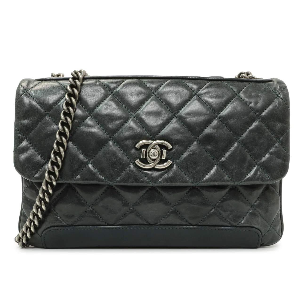 Chanel Teal Glazed Calfskin Crossbody Flap
