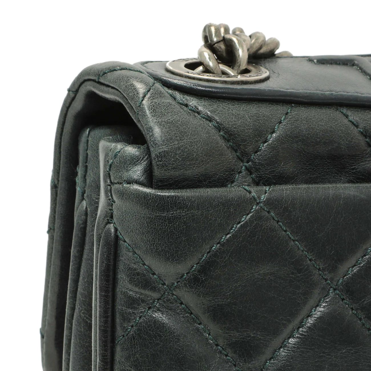 Chanel Teal Glazed Calfskin Crossbody Flap - Image 11