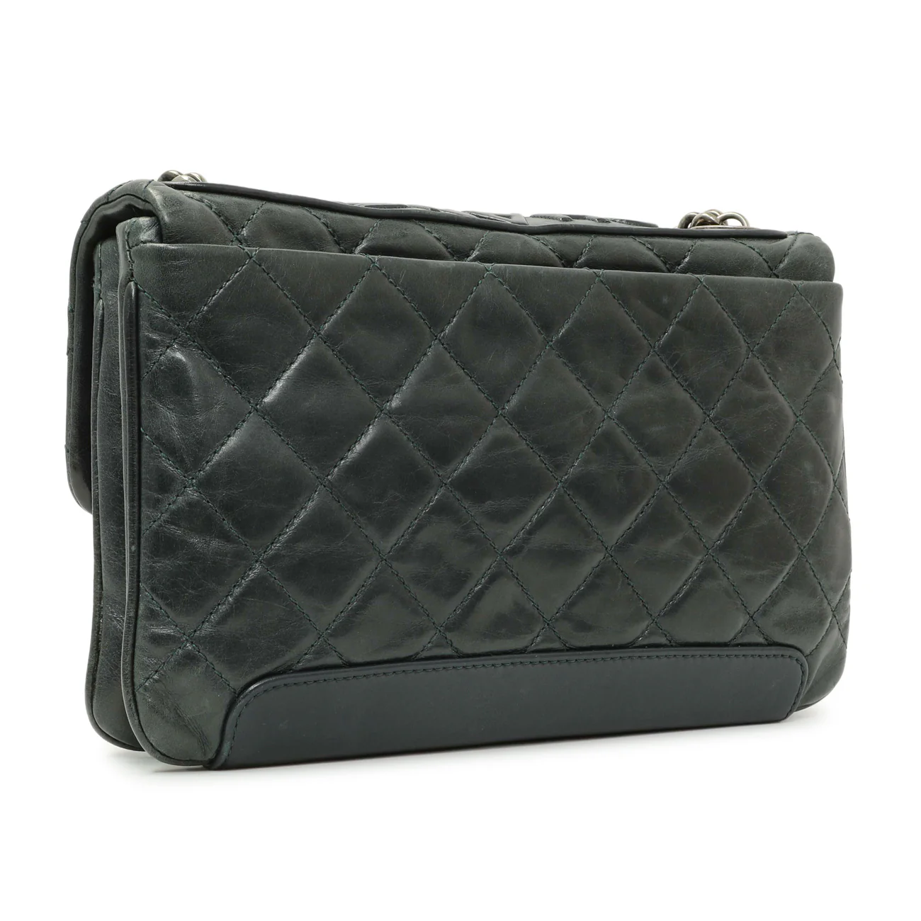 Chanel Teal Glazed Calfskin Crossbody Flap - Image 2