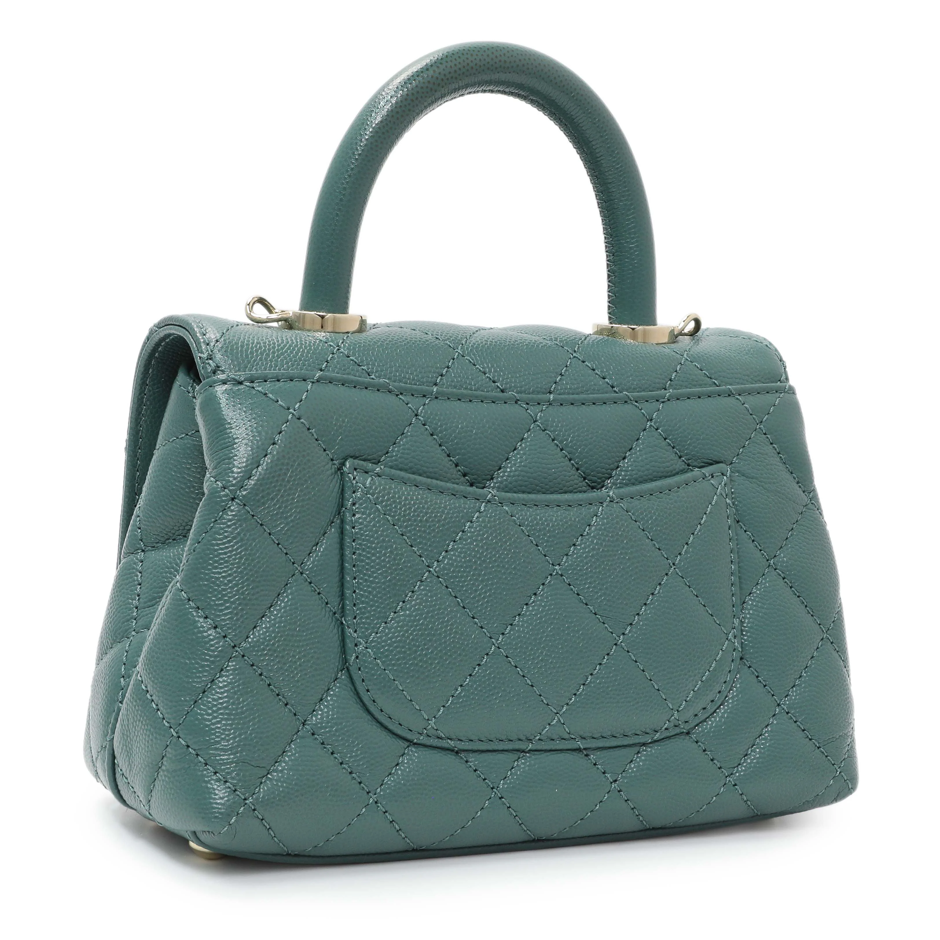Chanel Teal Quilted Caviar Extra Mini Coco Handle Flap - Image 2